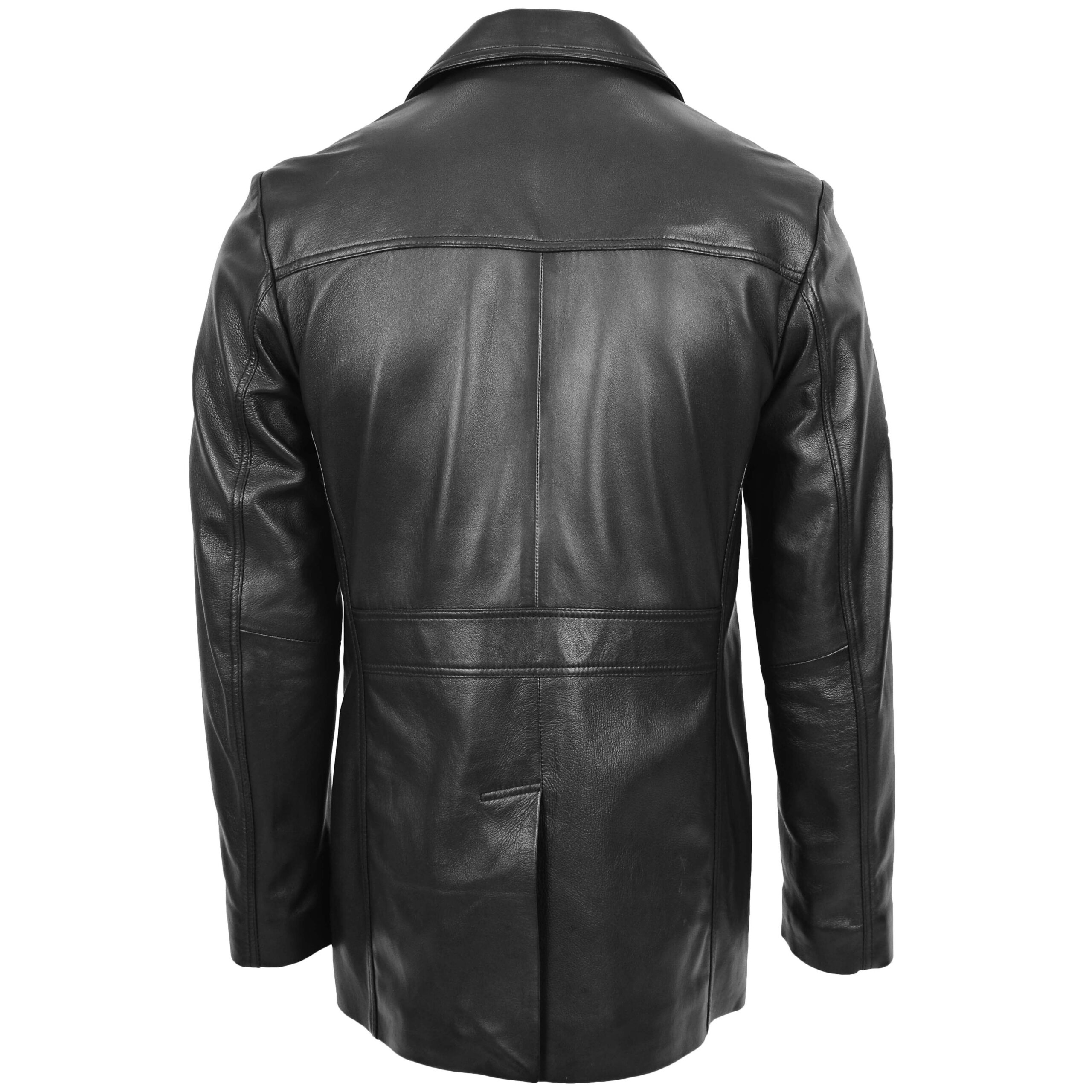 BUNERI Cuir Jerry Noire Caban Boutonnée – Image 2