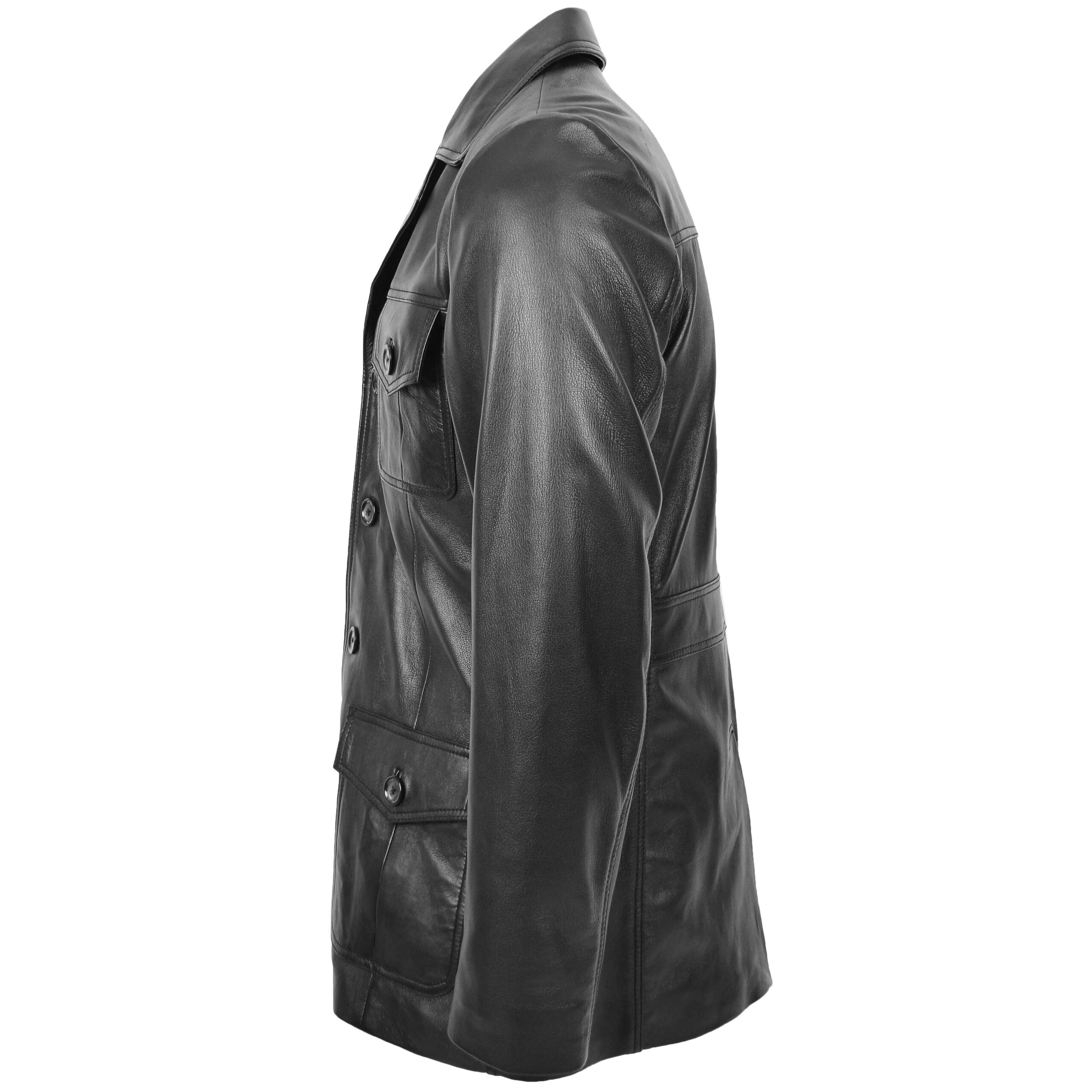 BUNERI Cuir Jerry Noire Caban Boutonnée – Image 4