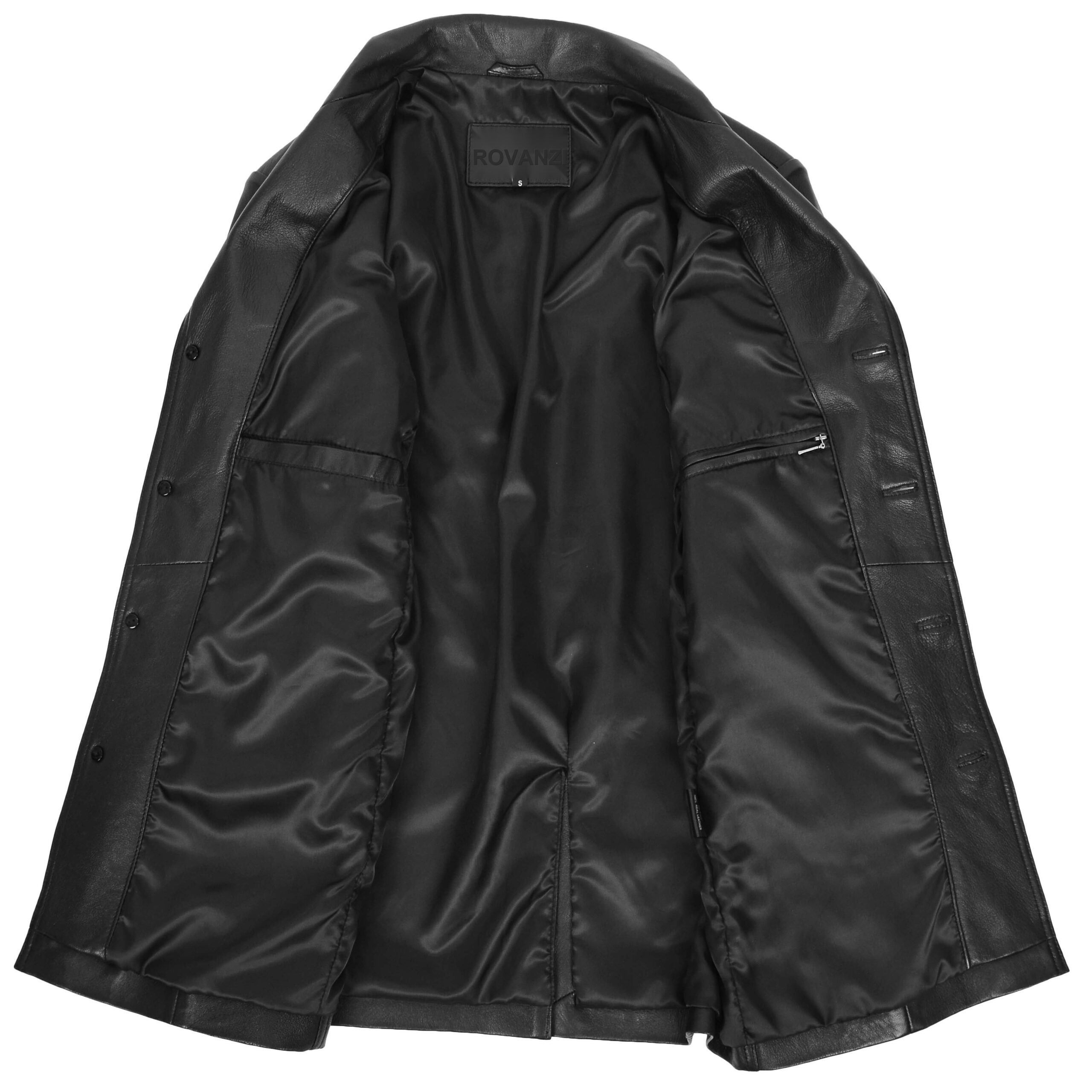BUNERI Cuir Jerry Noire Caban Boutonnée – Image 5