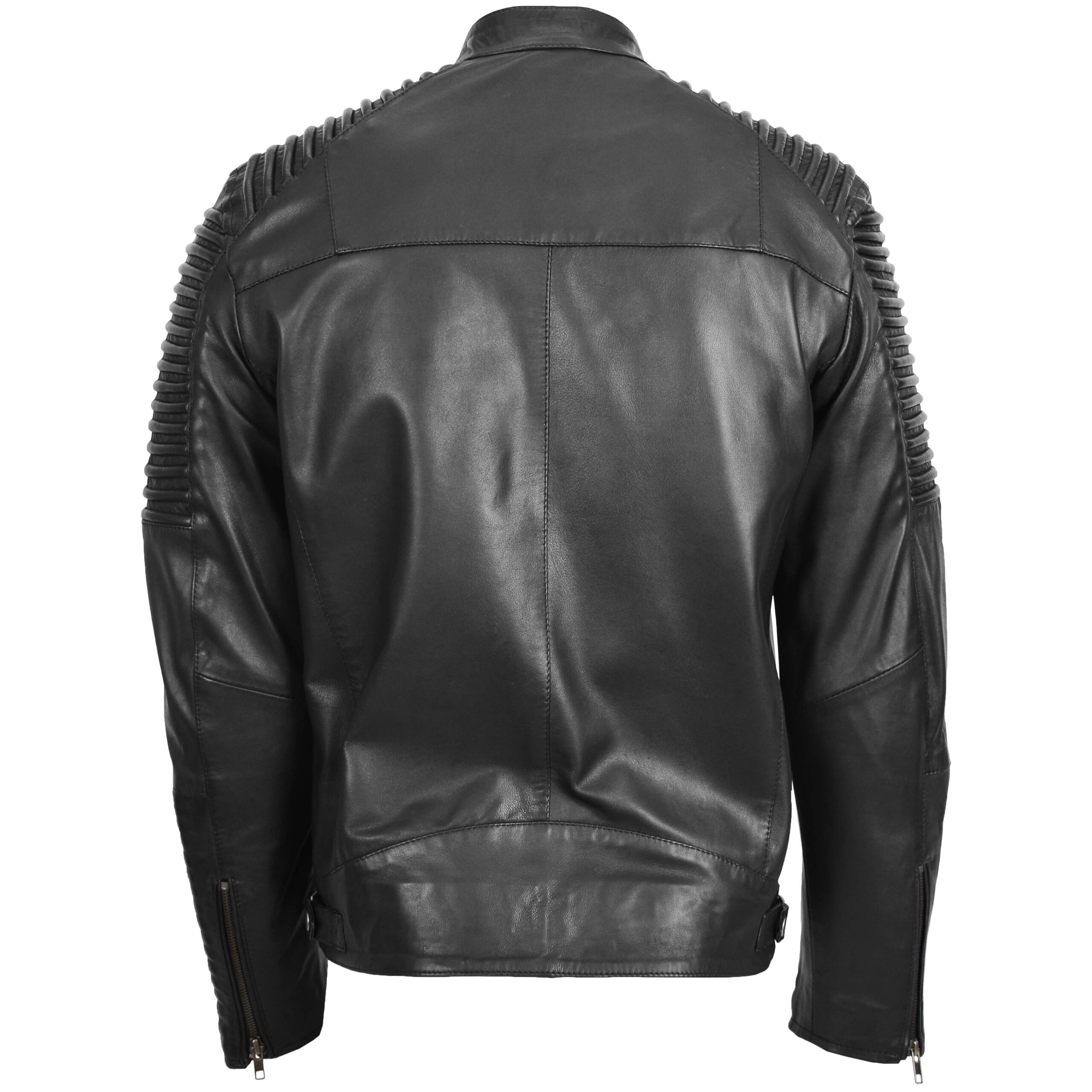 BUNERI Veste Biker Homme Cuir Souple Casual Noir – Image 2