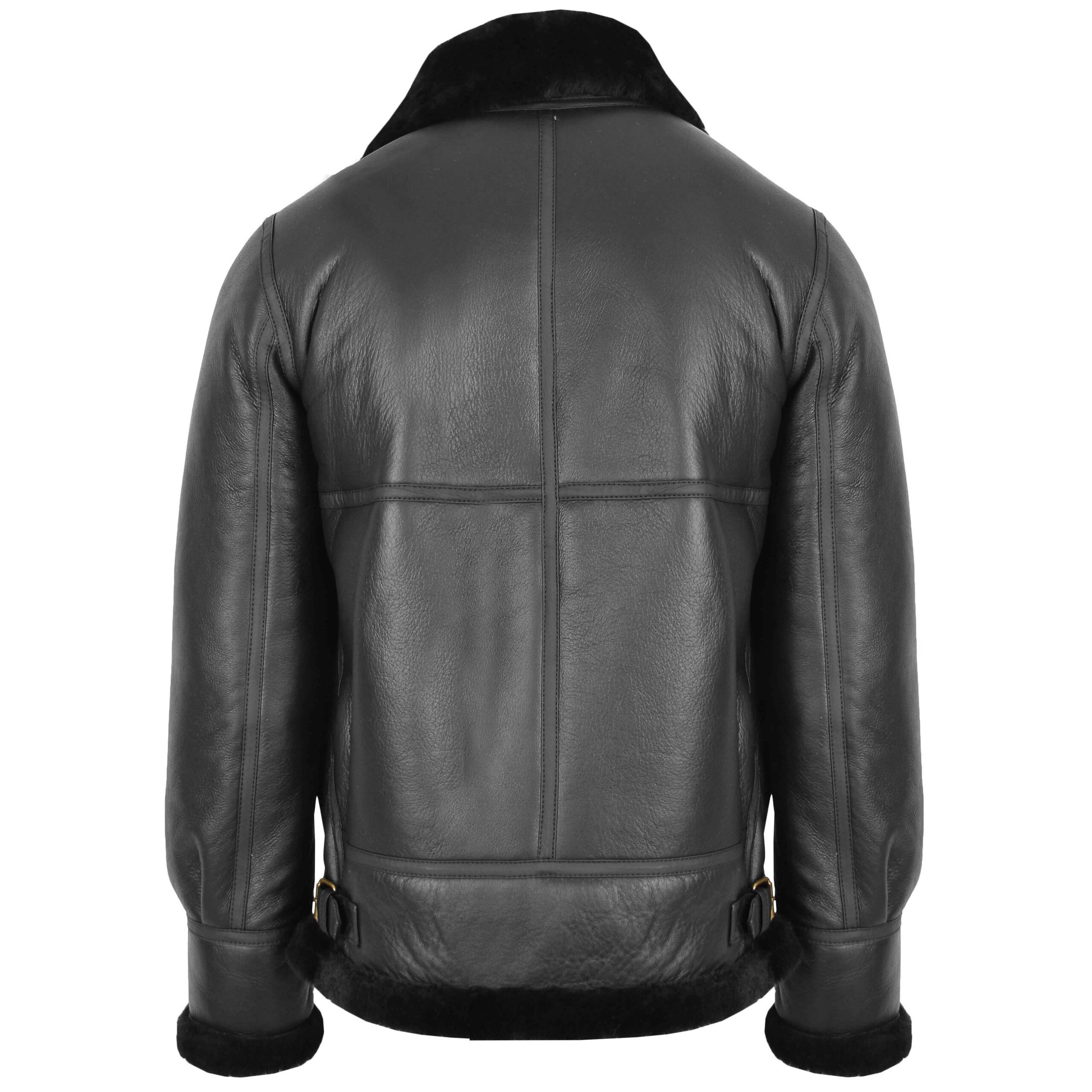 BUNERI B3 Classic Veste Homme Peau de Mouton Originale Noire – Image 2