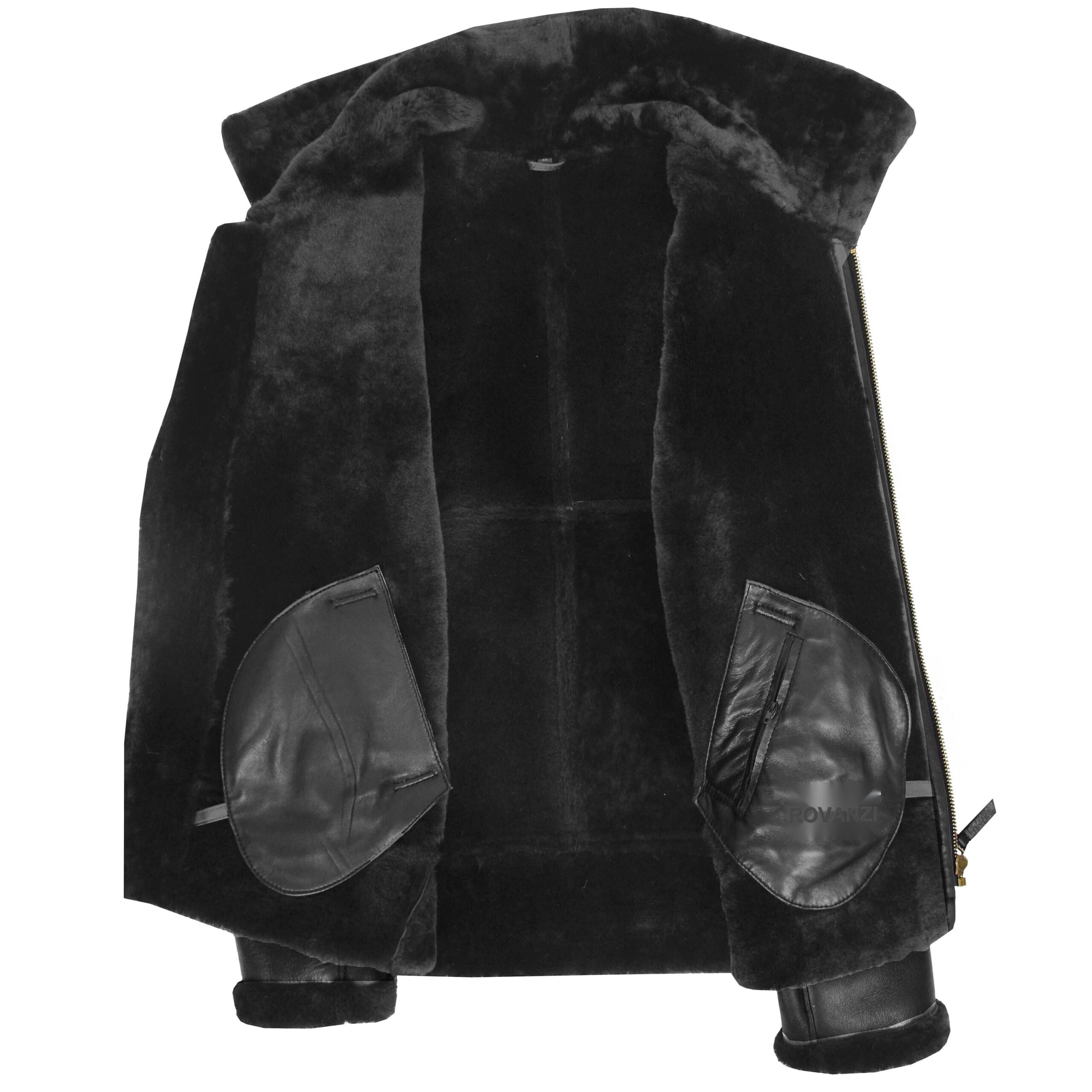 BUNERI B3 Classic Veste Homme Peau de Mouton Originale Noire – Image 6