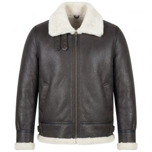 BUNERI B3 Classic Veste Homme Peau de Mouton Originale Pierre Blanc Vintage