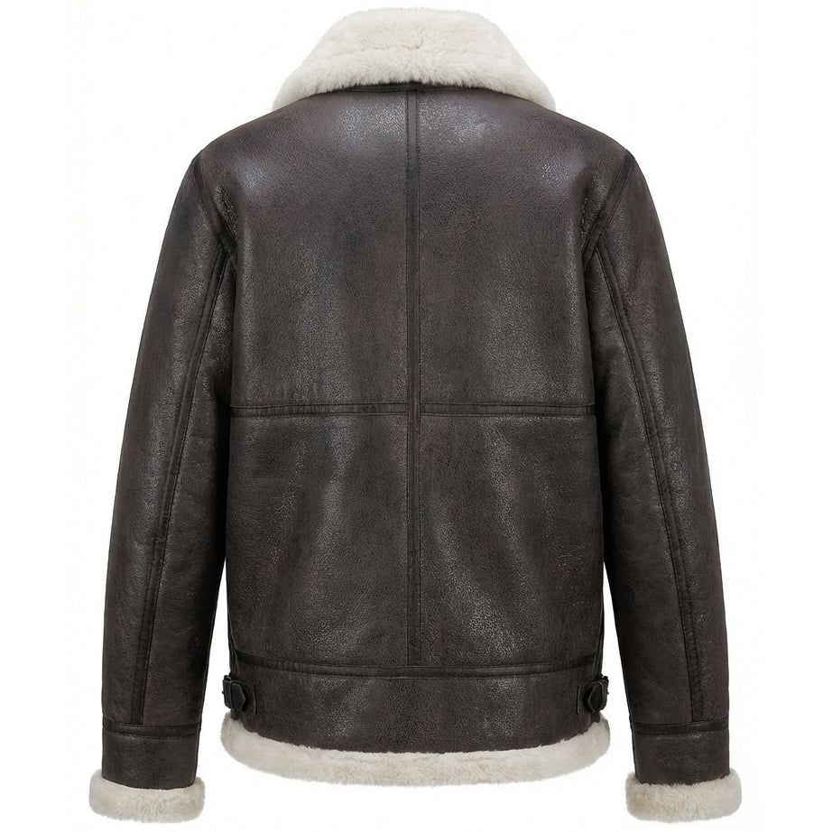 BUNERI B3 Classic Veste Homme Peau de Mouton Originale Pierre Blanc Vintage – Image 2