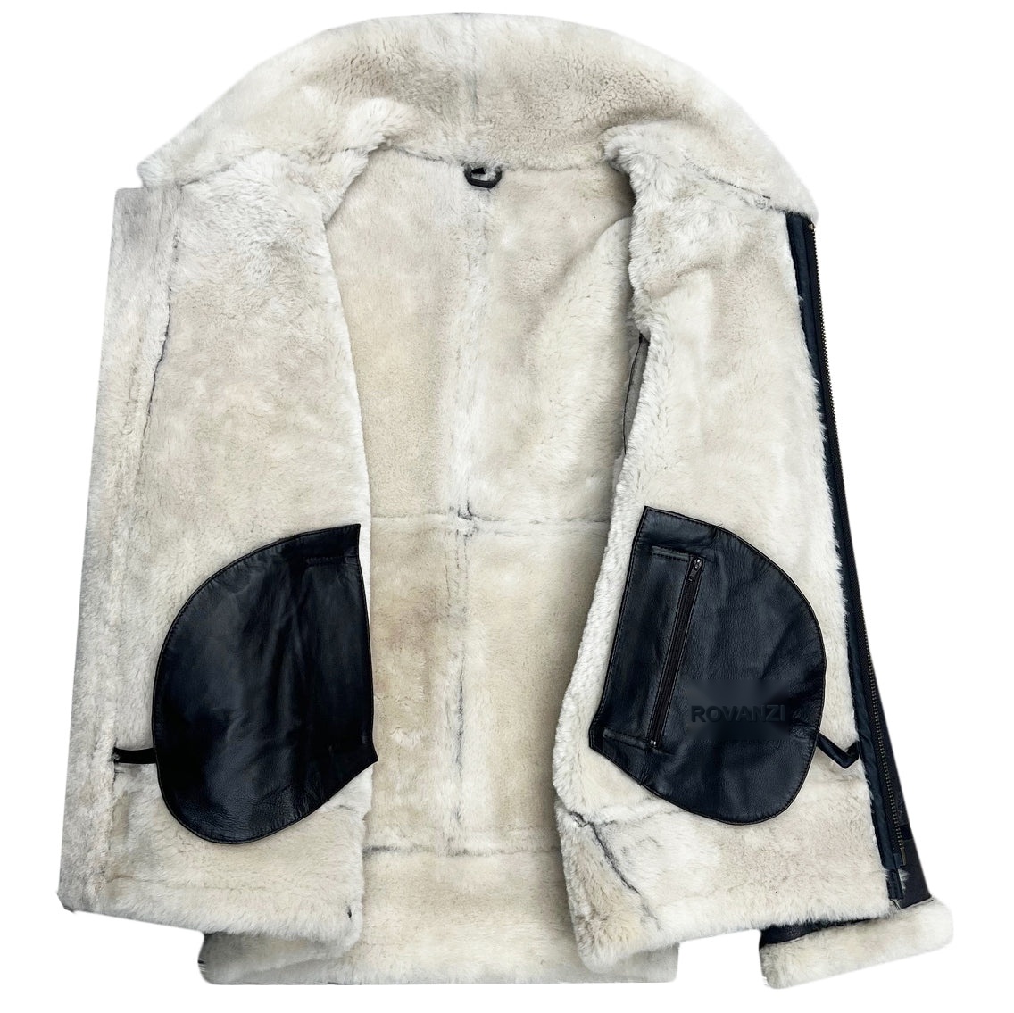BUNERI B3 Classic Veste Homme Peau de Mouton Originale Pierre Blanc Vintage – Image 6