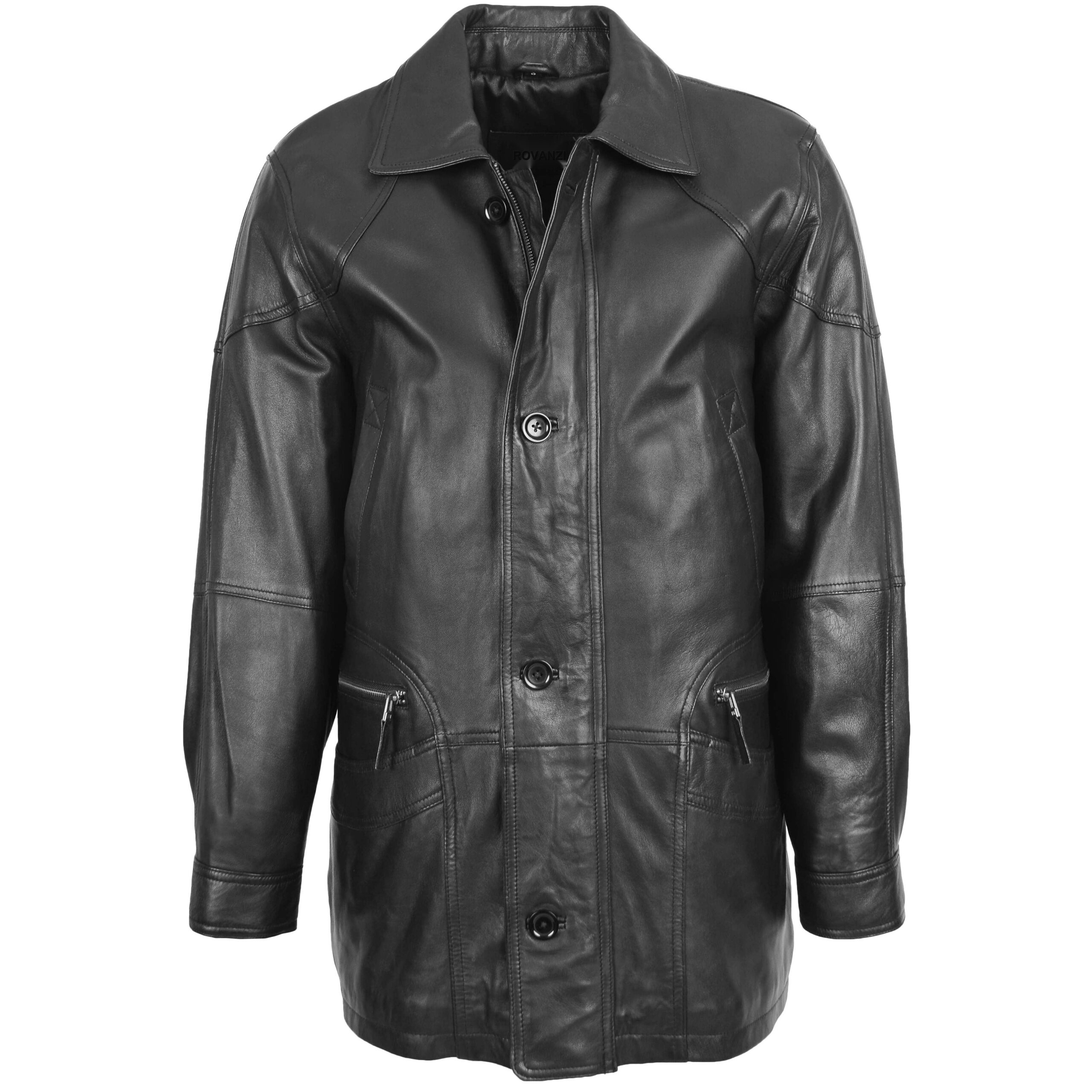 BUNERI M2 Manteau Homme Cuir Hiver Voiture Classique Noir