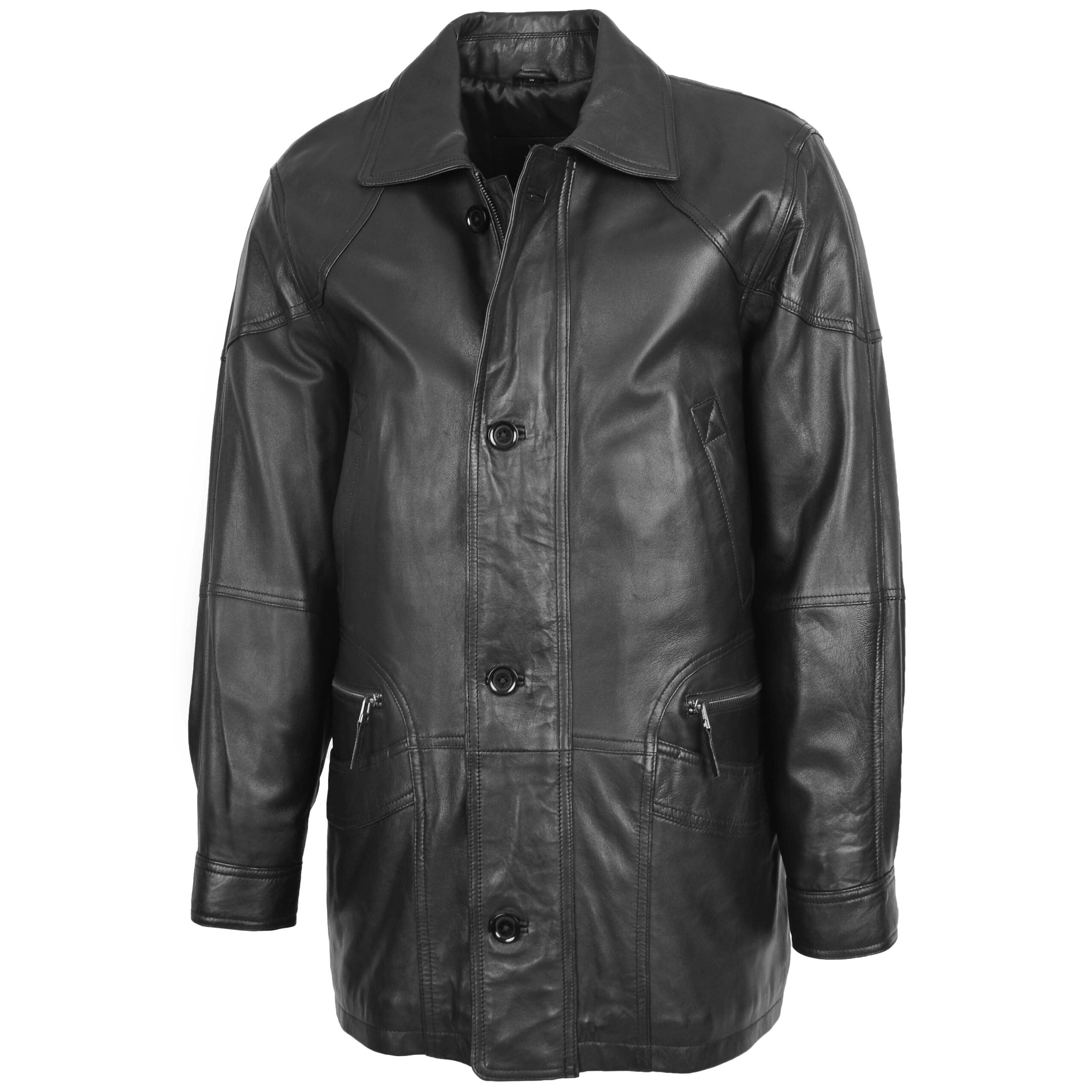 BUNERI M2 Manteau Homme Cuir Hiver Voiture Classique Noir – Image 4