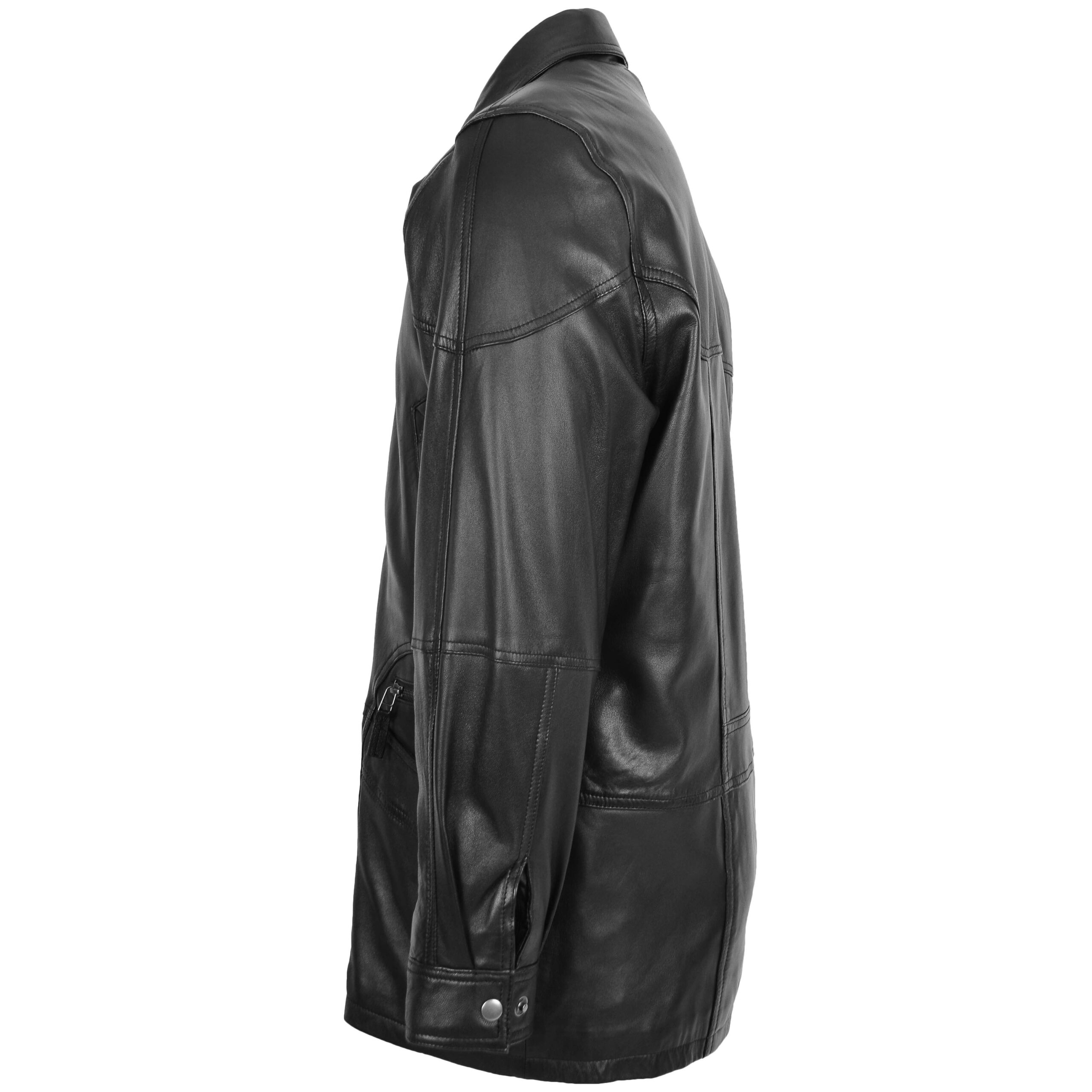 BUNERI M2 Manteau Homme Cuir Hiver Voiture Classique Noir – Image 5