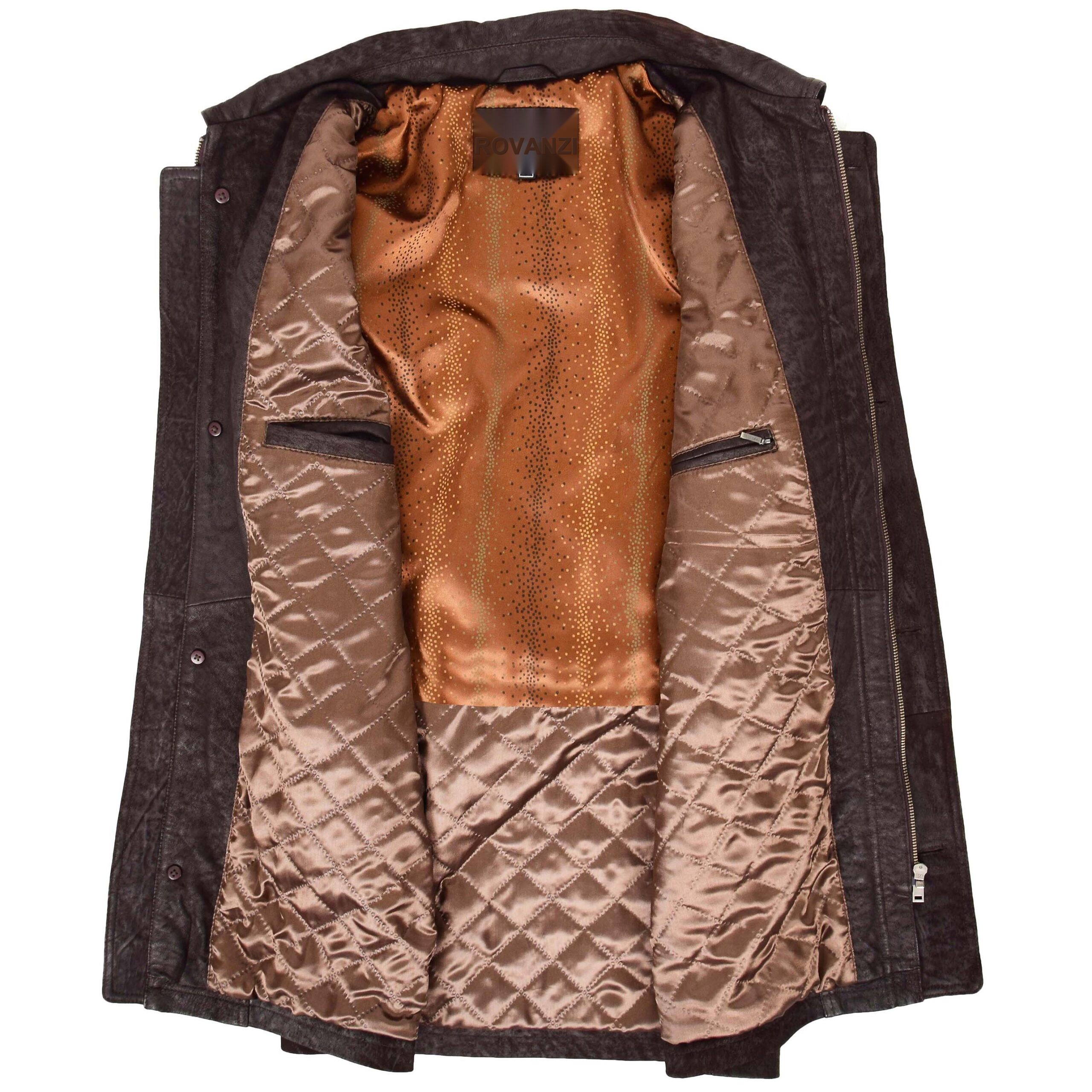 BUNERI M2 Manteau Voiture Hiver en Cuir Marron Classique – Image 6