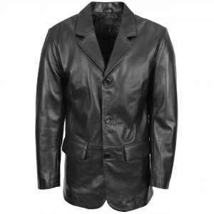 BUNERI Cuir Souple David Noir Classique Trois Boutons