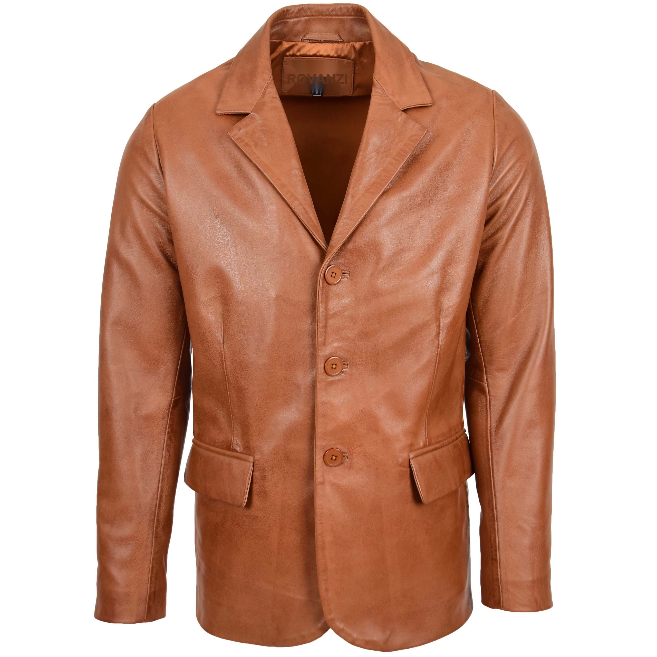 BUNERI Cuir Souple David Tan Classique Trois Boutons Homme
