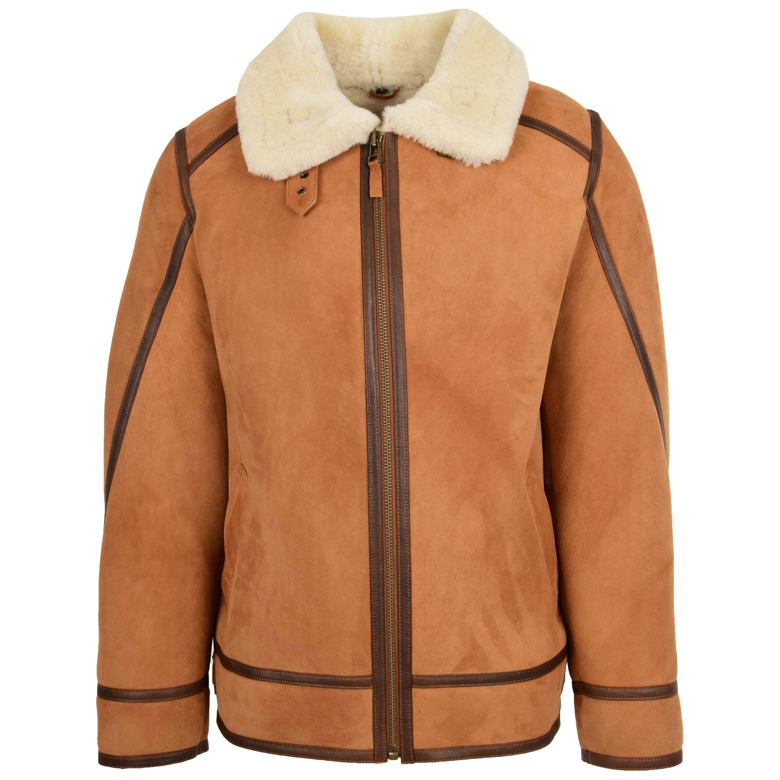 BUNERI B3 Peau Mouton Dean Tan Blanc Top Gun Classique – Image 3