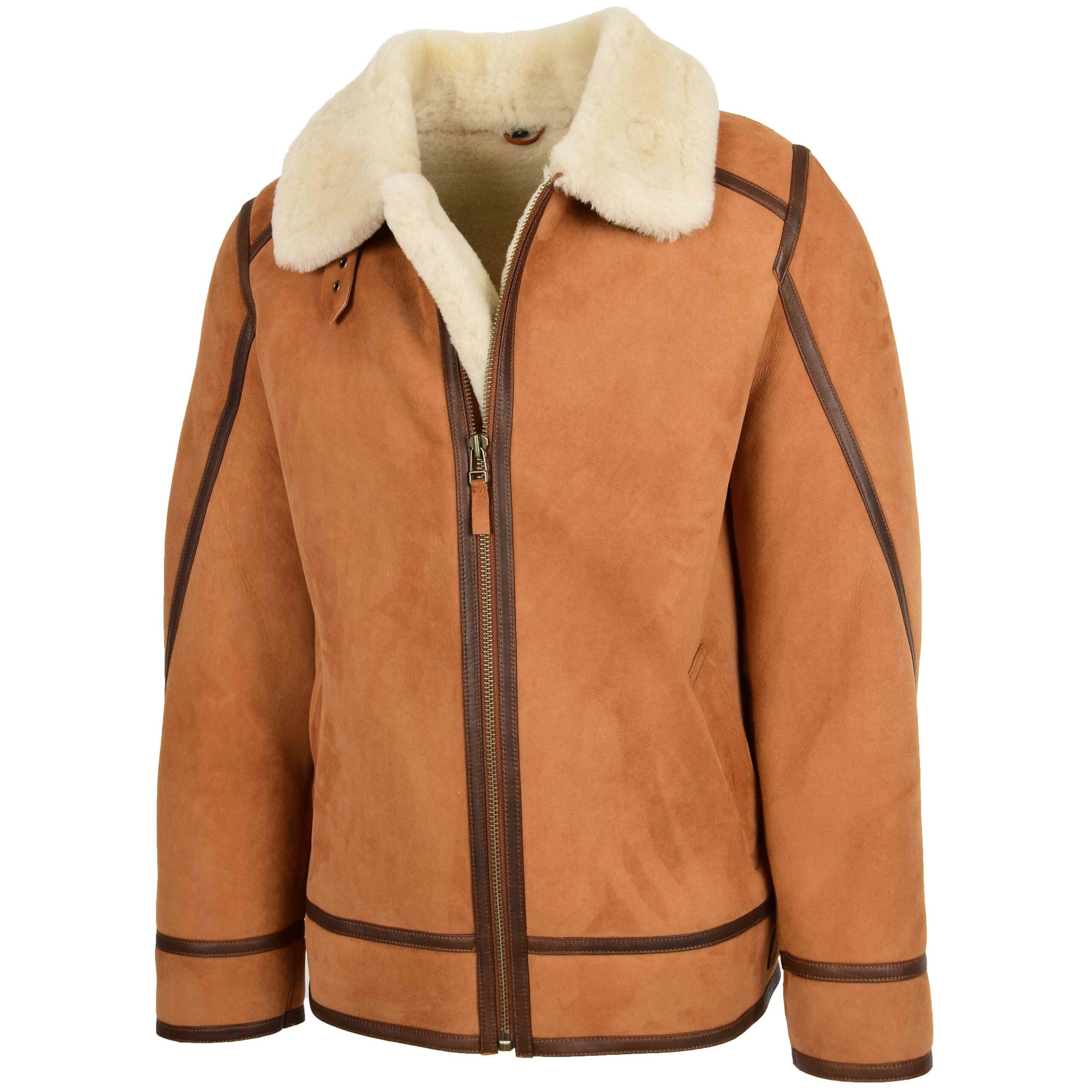 BUNERI B3 Peau Mouton Dean Tan Blanc Top Gun Classique – Image 4