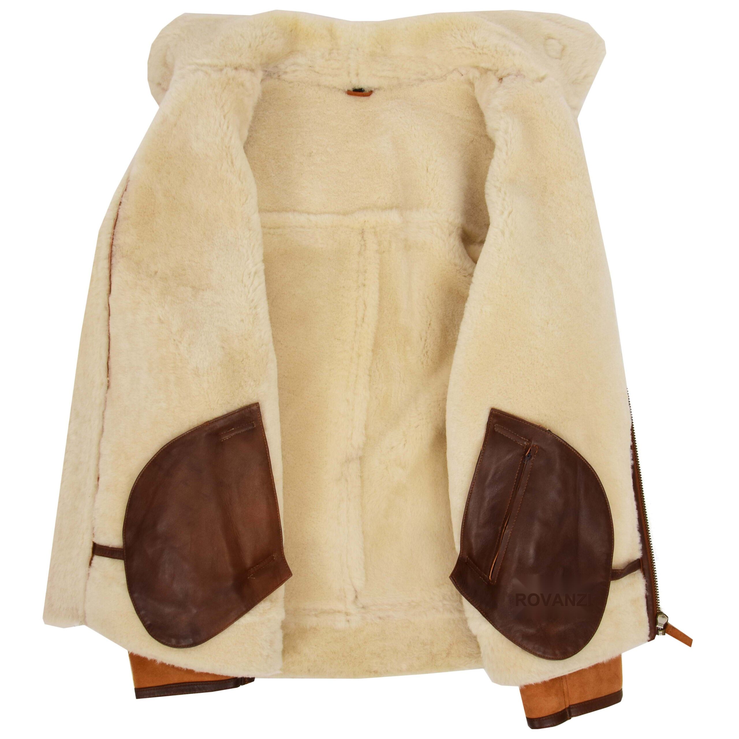 BUNERI B3 Peau Mouton Dean Tan Blanc Top Gun Classique – Image 6