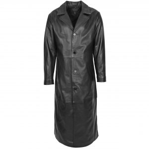 BUNERI Manteau en Cuir Pleine Longueur pour Homme Noir