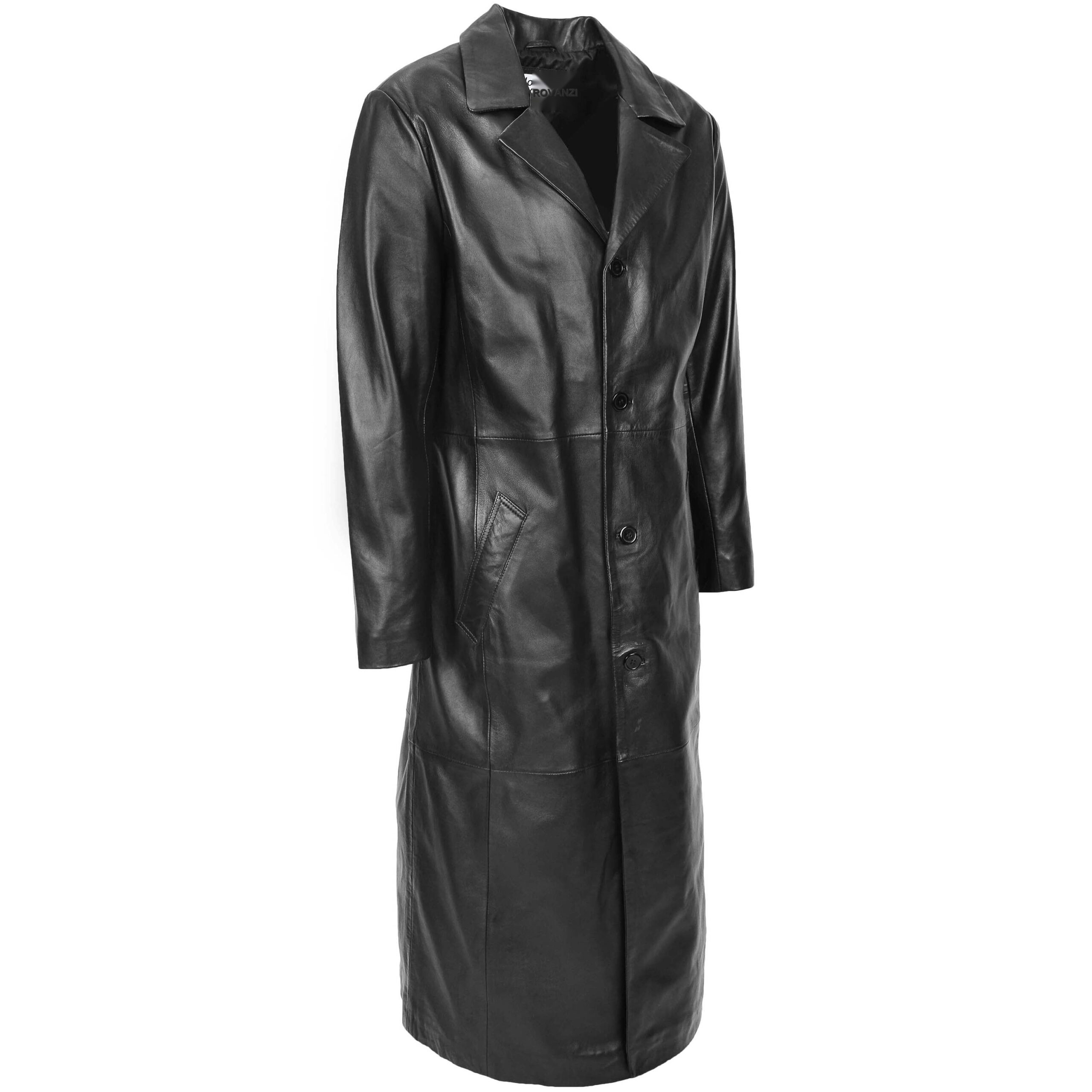 BUNERI Manteau en Cuir Pleine Longueur pour Homme Noir – Image 3