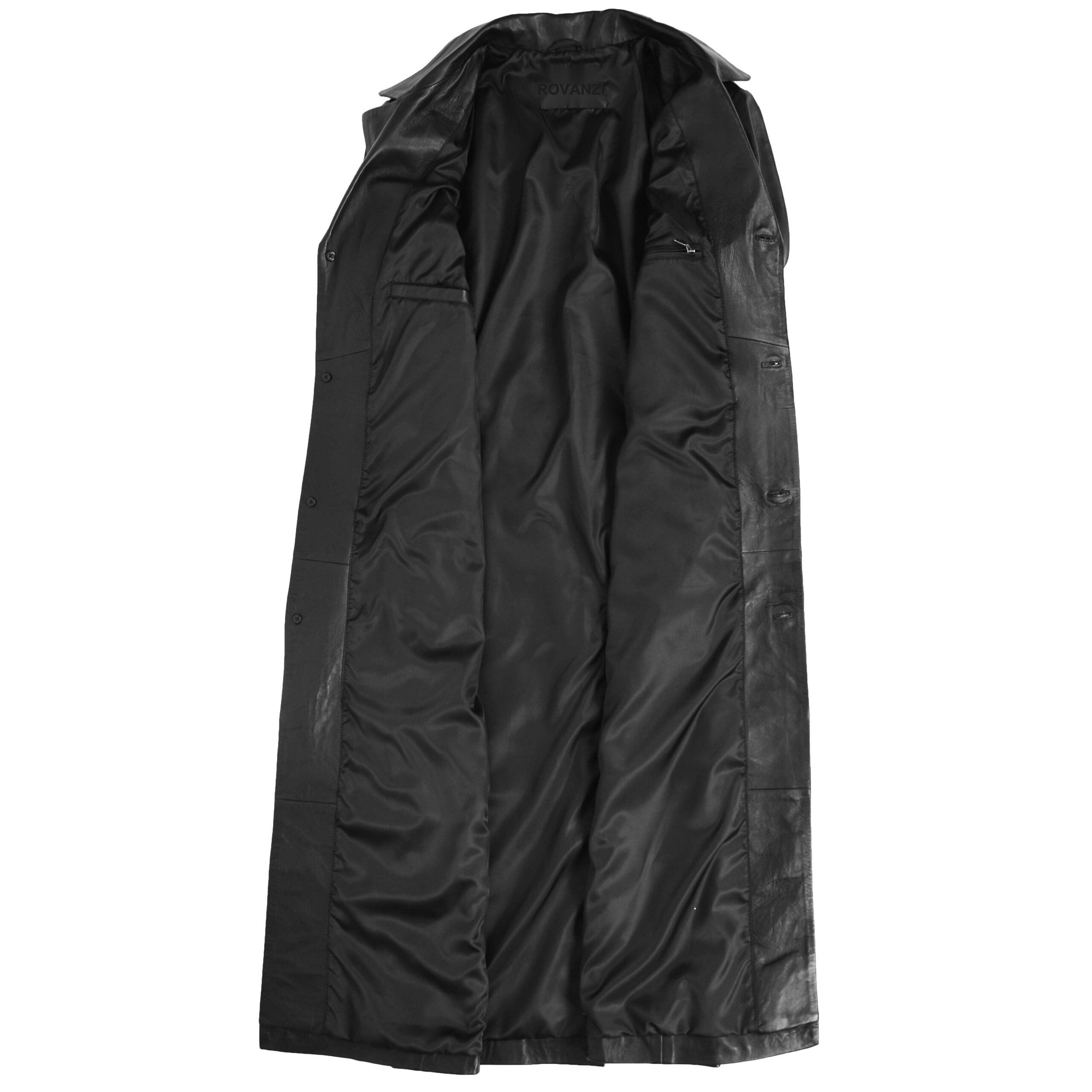 BUNERI Manteau en Cuir Pleine Longueur pour Homme Noir – Image 6
