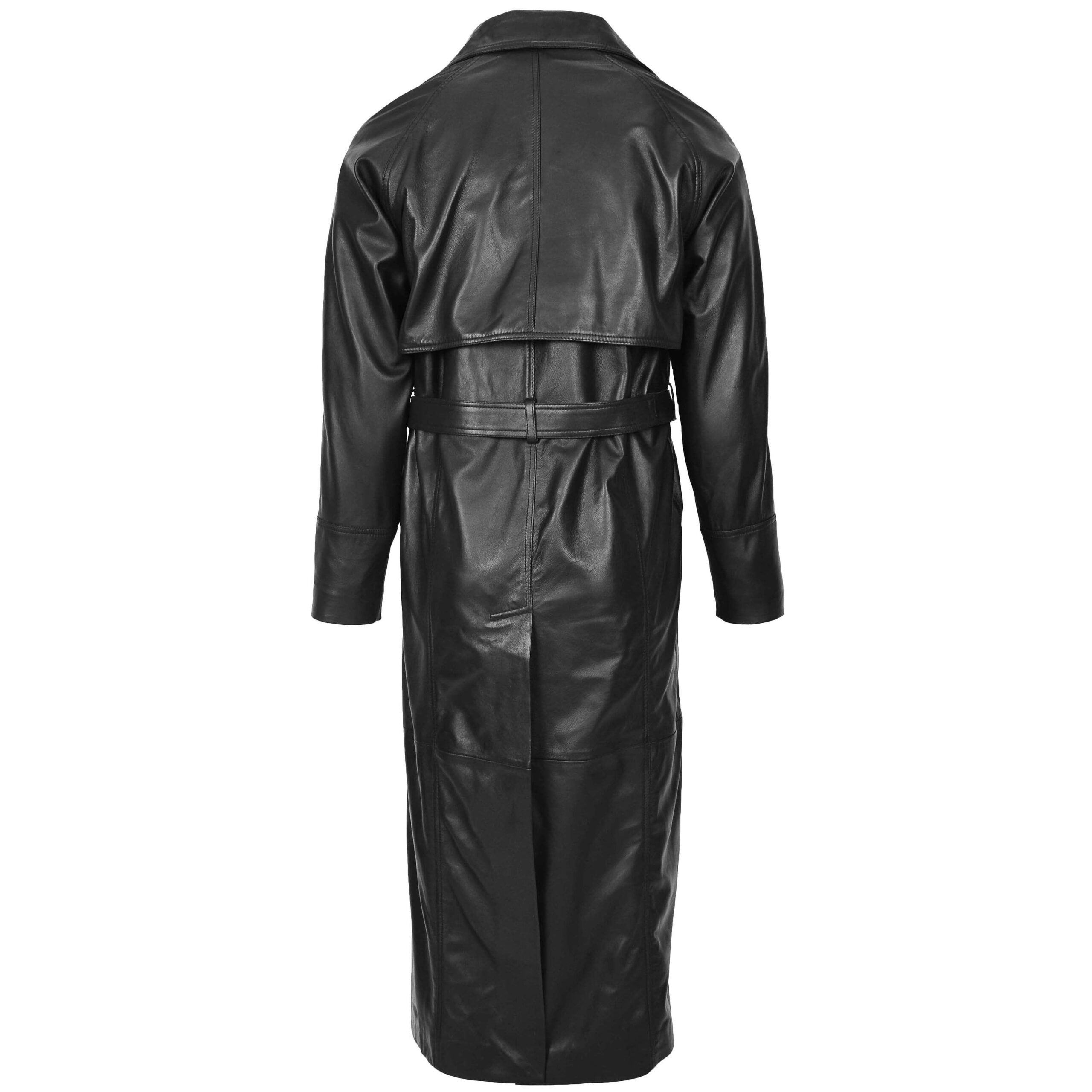 BUNERI Manteau en Cuir Double Boutonnage Pleine Longueur Homme Noir – Image 2