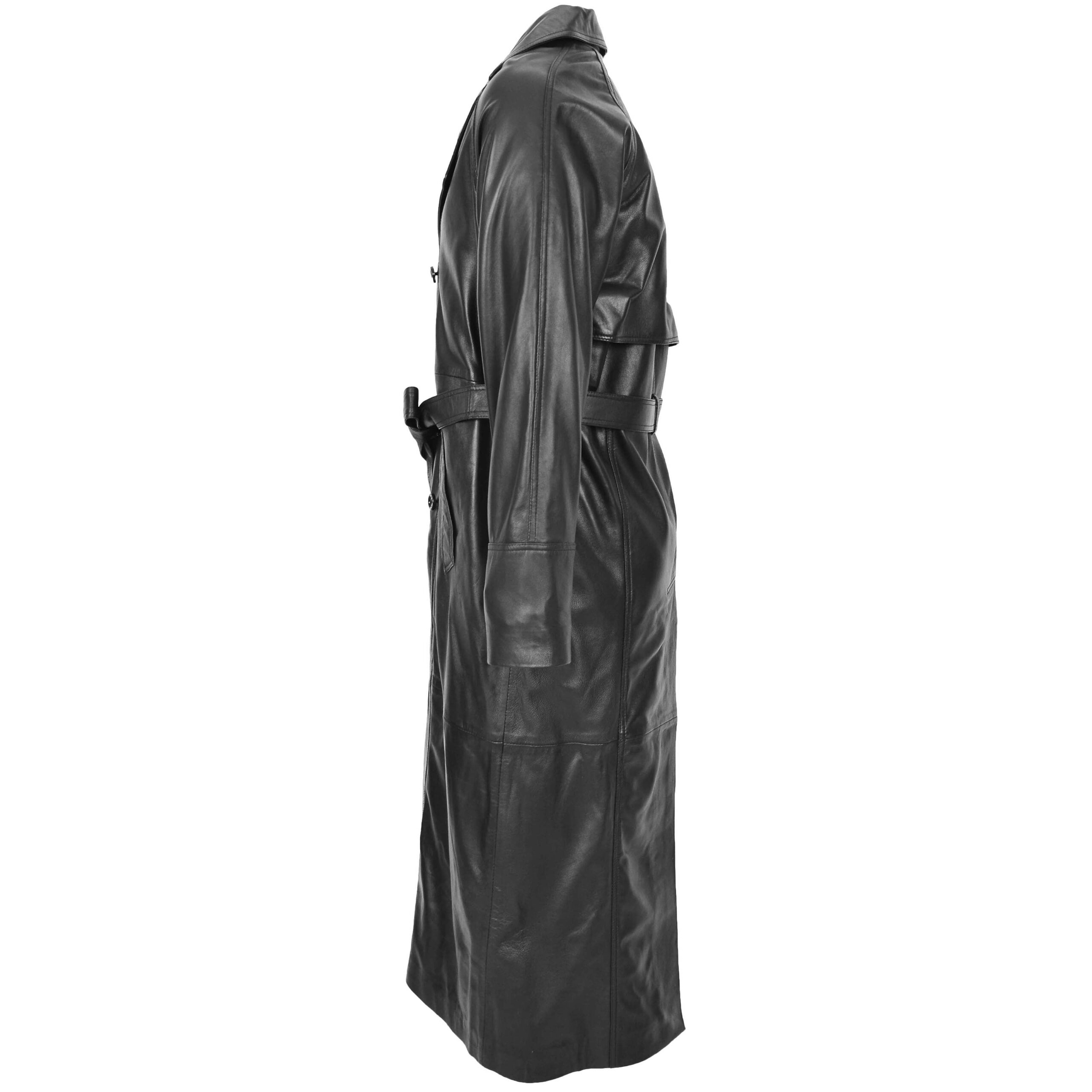 BUNERI Manteau en Cuir Double Boutonnage Pleine Longueur Homme Noir – Image 6