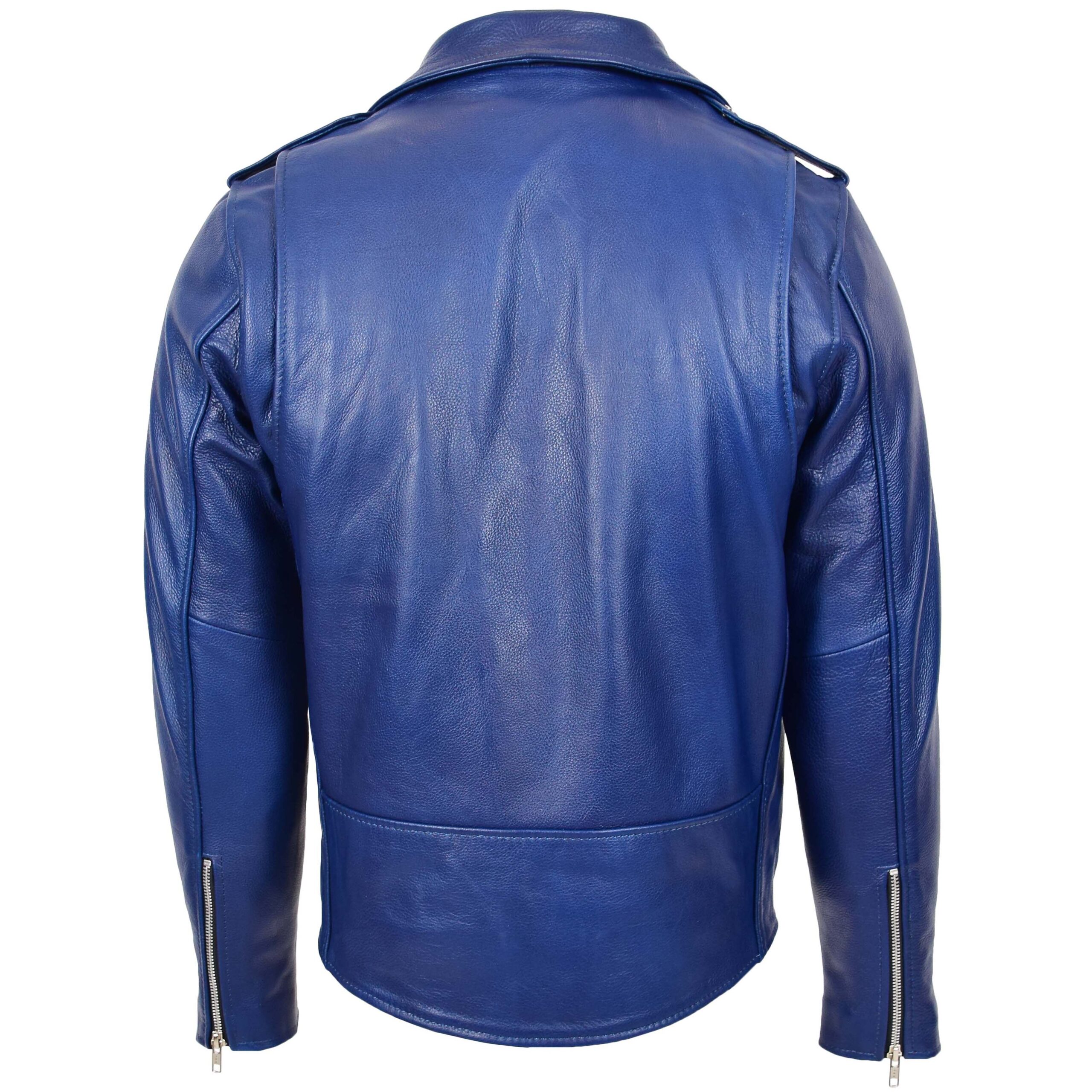 BUNERI Blouson Biker en Cuir Lourd Bleu pour Homme – Image 2