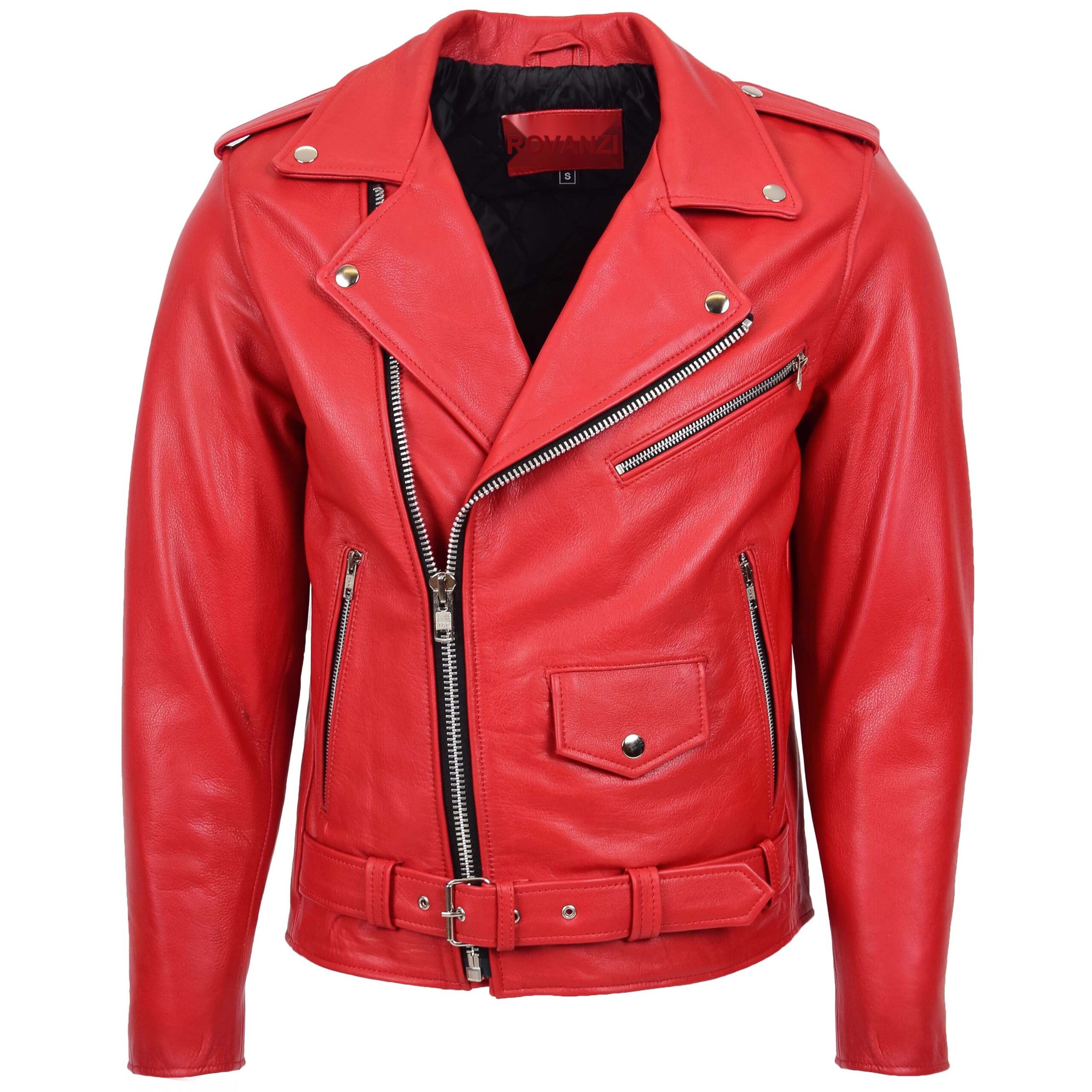 BUNERI Biker Cuir Kyle Rouge Heavy Duty Brando Homme