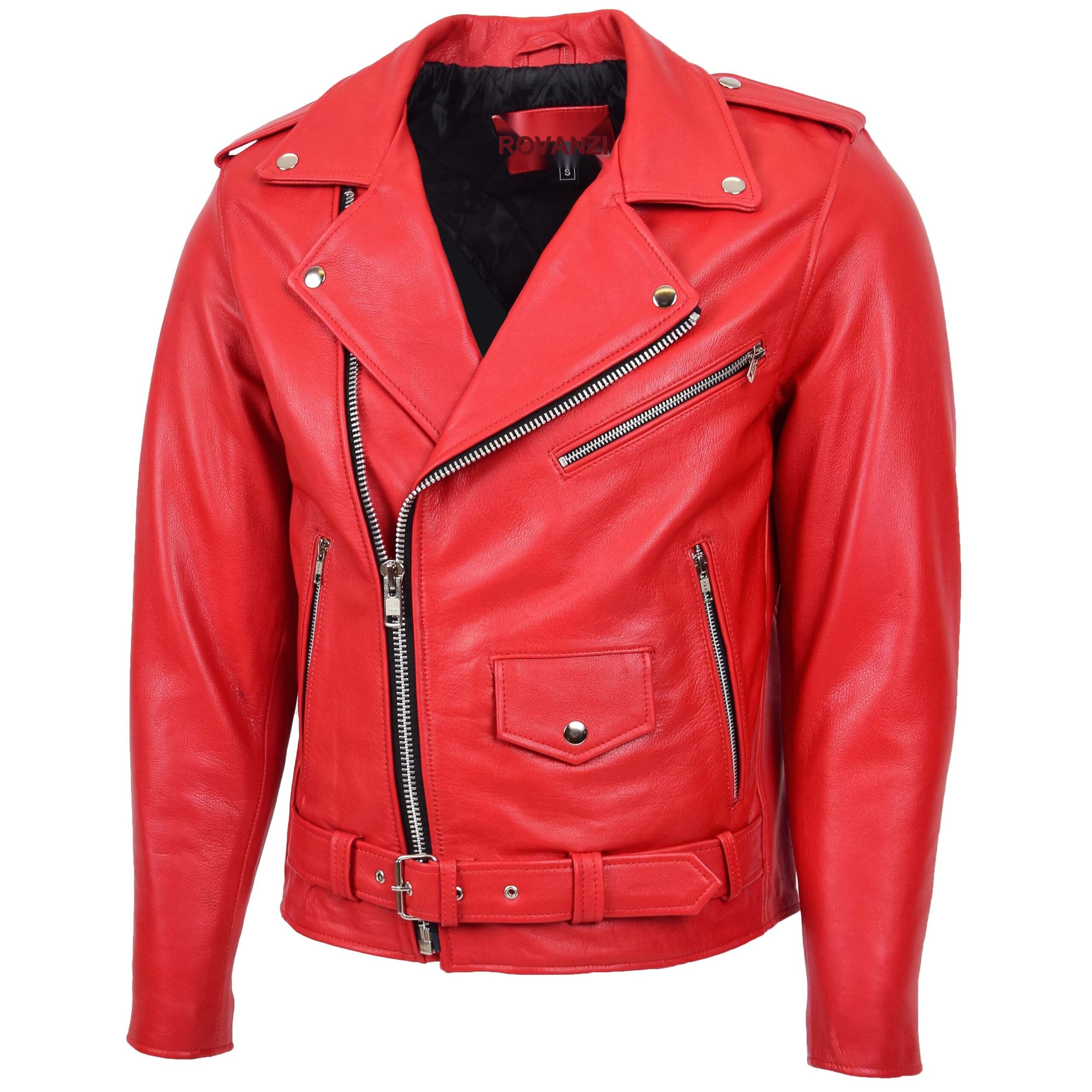 BUNERI Biker Cuir Kyle Rouge Heavy Duty Brando Homme – Image 4