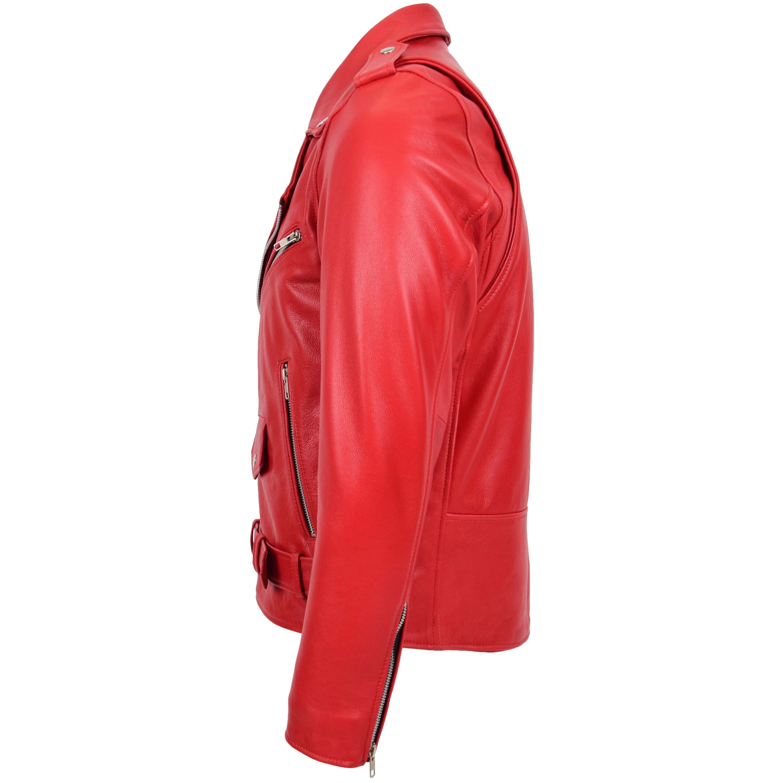BUNERI Biker Cuir Kyle Rouge Heavy Duty Brando Homme – Image 5