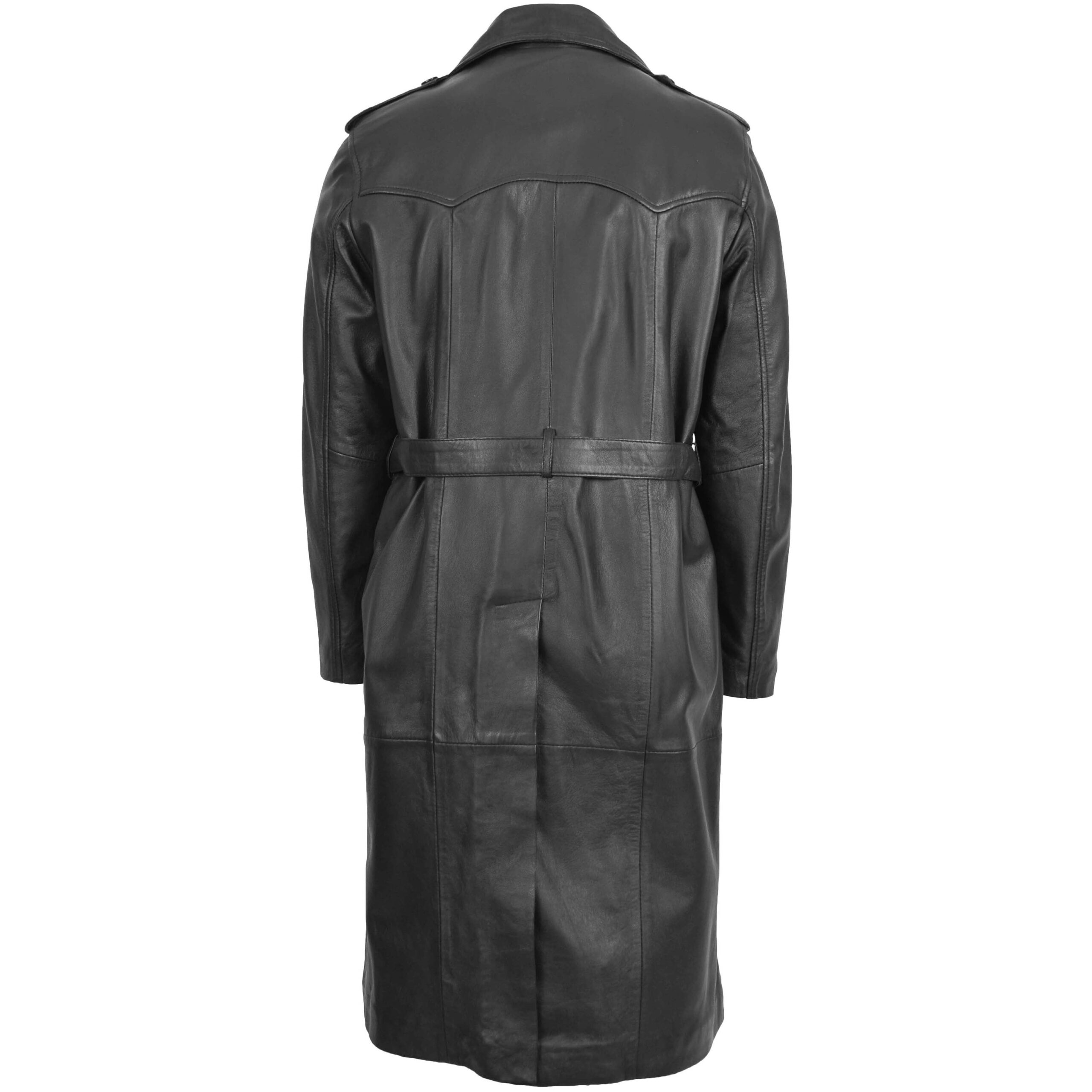 BUNERI Manteau en Cuir 3/4 Double Boutonnage Homme Noir – Image 2