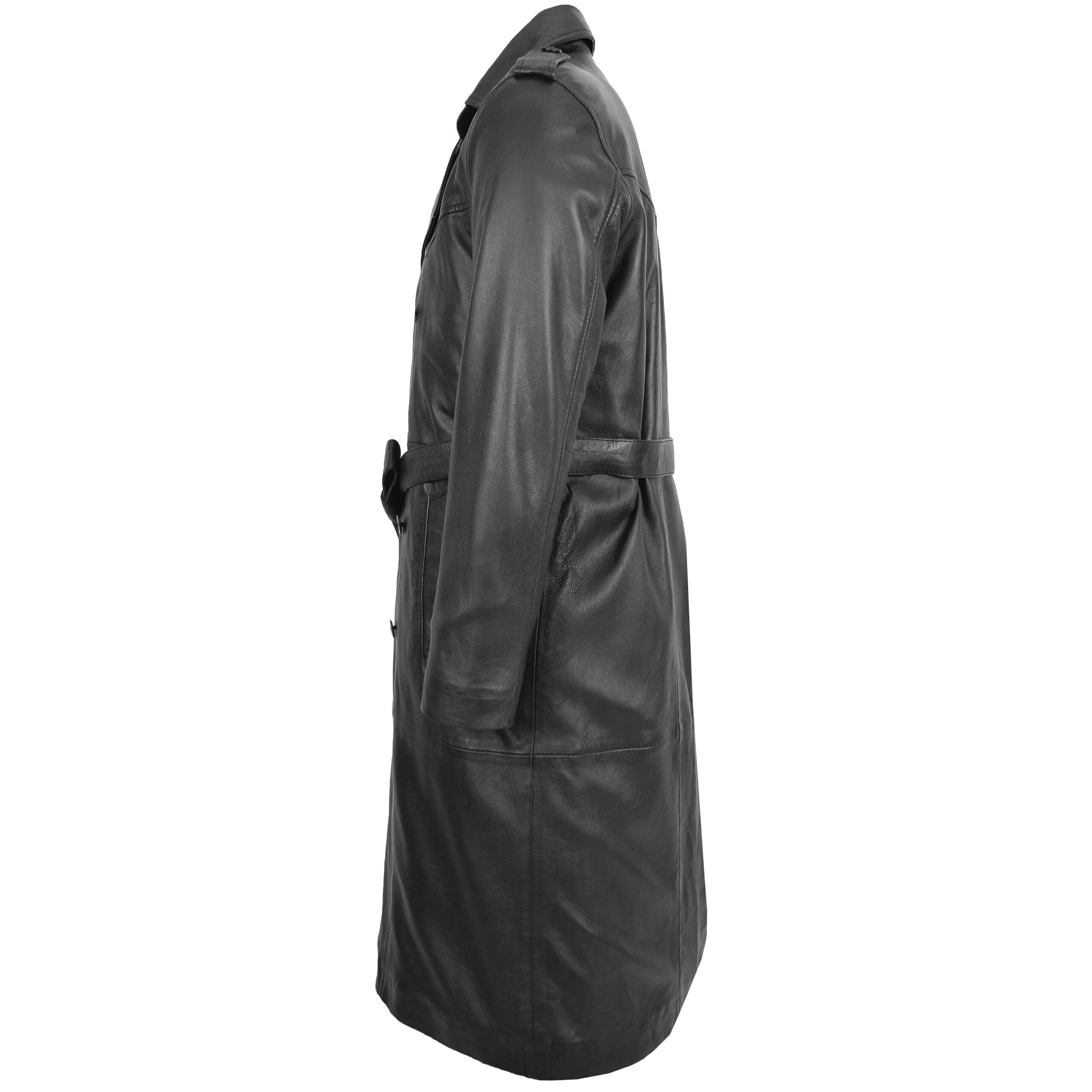 BUNERI Manteau en Cuir 3/4 Double Boutonnage Homme Noir – Image 5