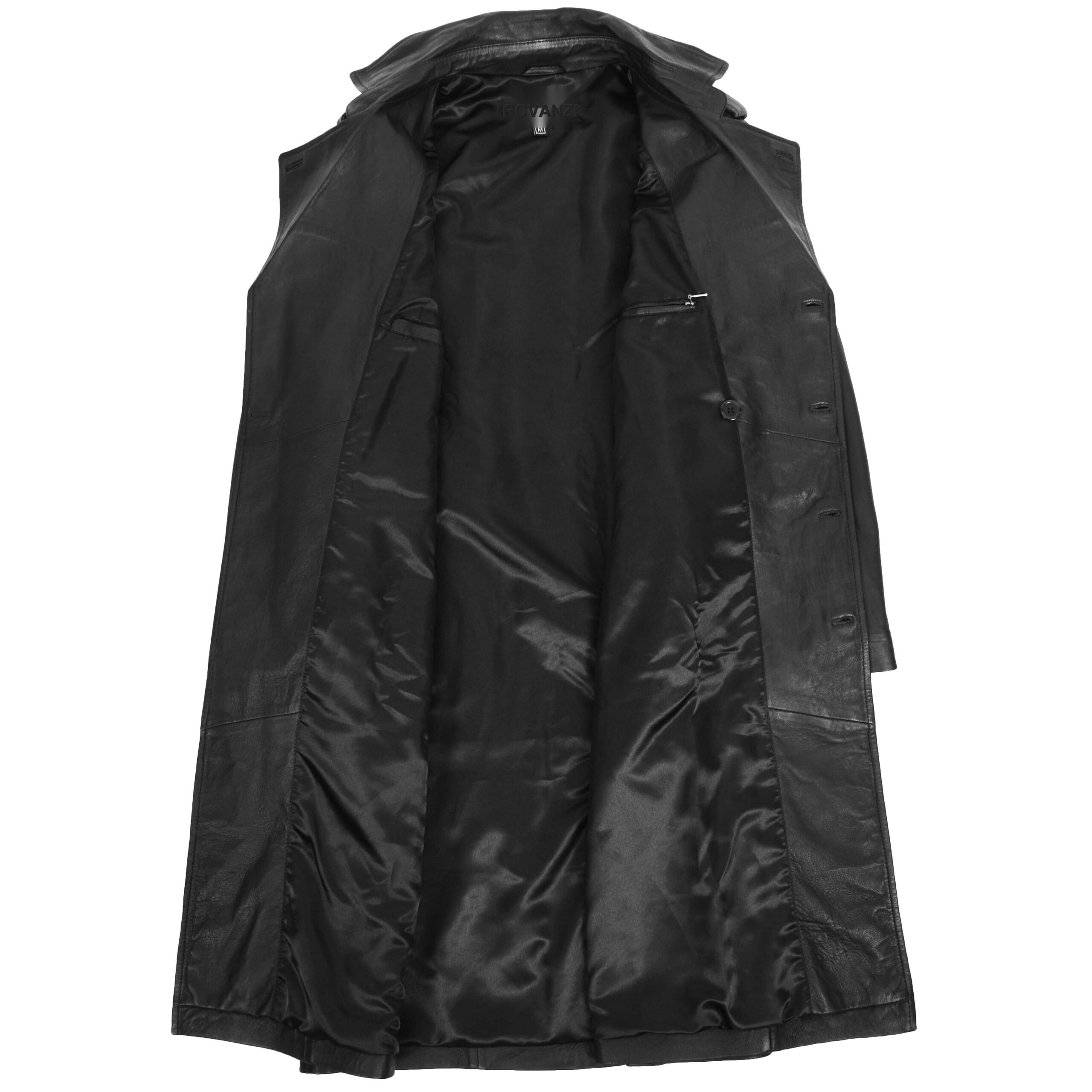BUNERI Manteau en Cuir 3/4 Double Boutonnage Homme Noir – Image 6