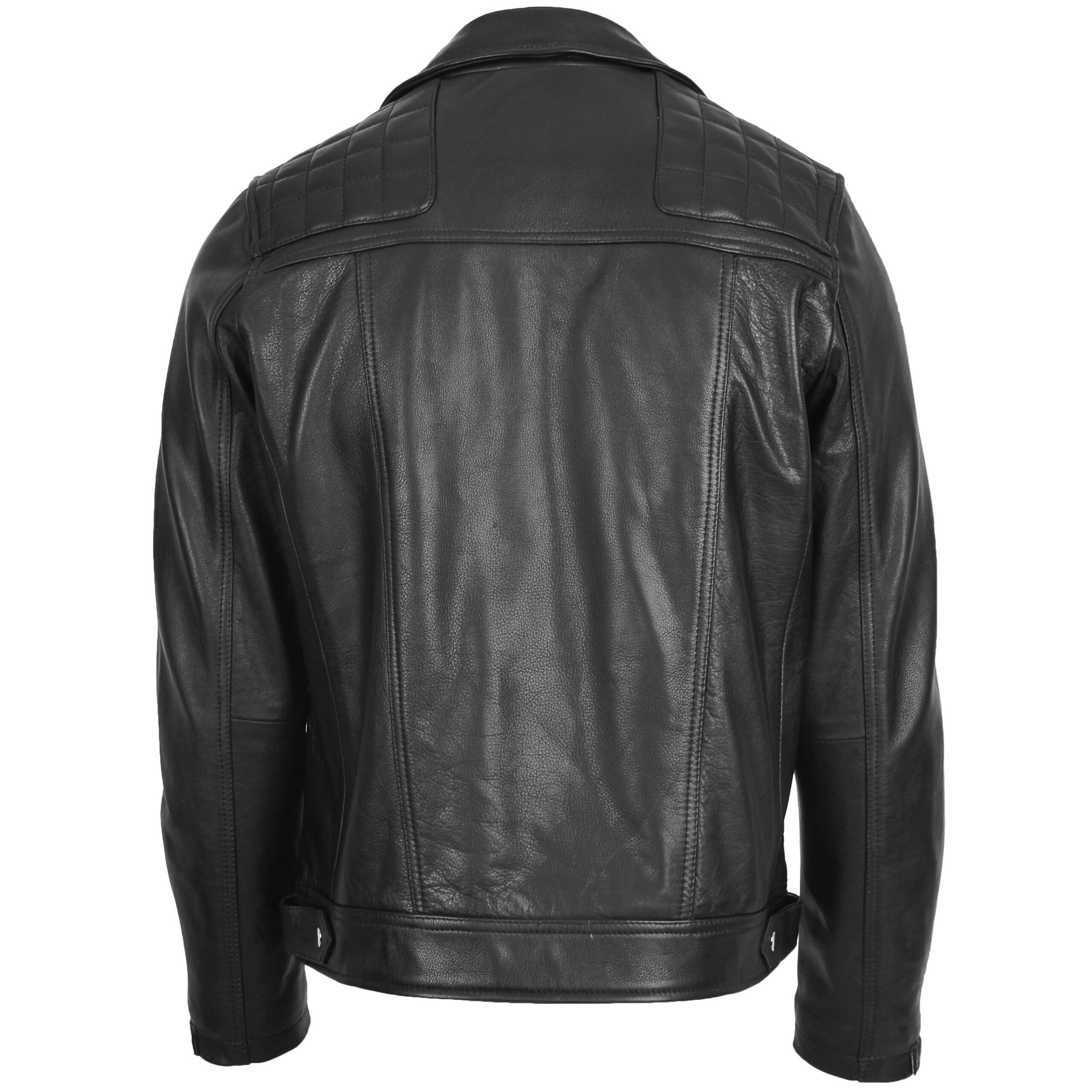 Veste Biker en Cuir Design Brando pour Homme Noir (2)