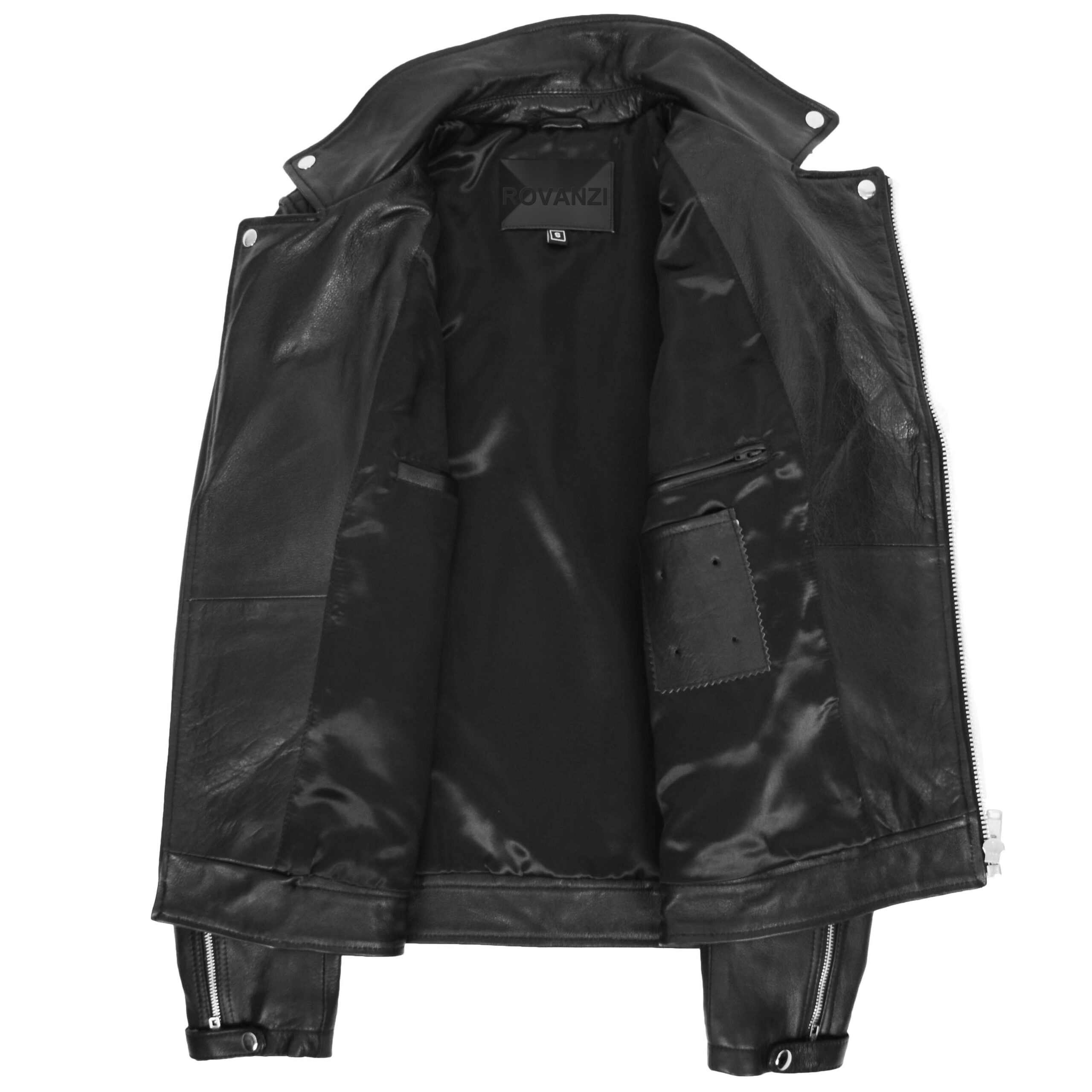 Veste Biker en Cuir Design Brando pour Homme Noir (6)