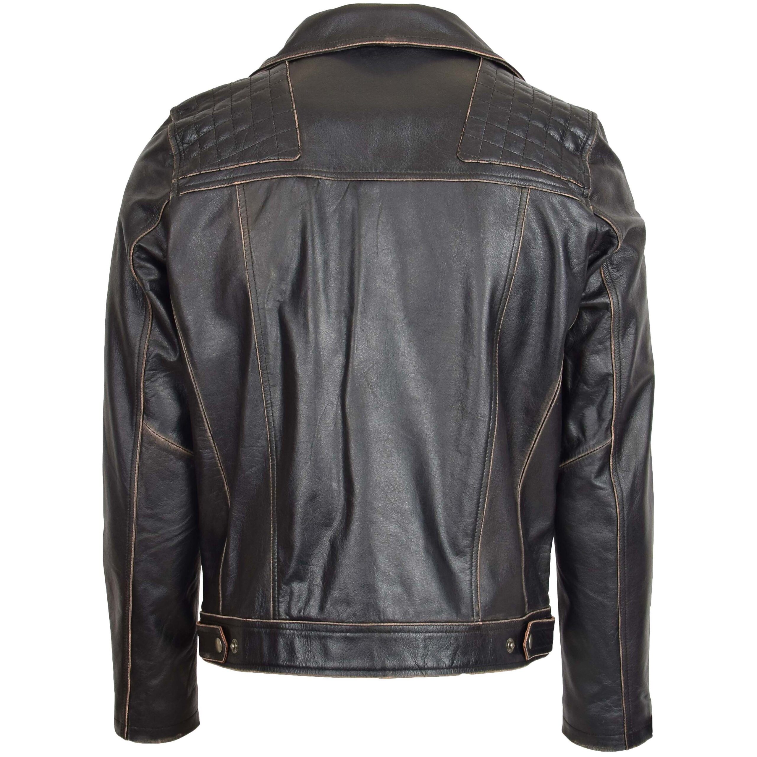 BUNERI Veste Biker en Cuir Design Brando pour Homme Noir Vintage – Image 2