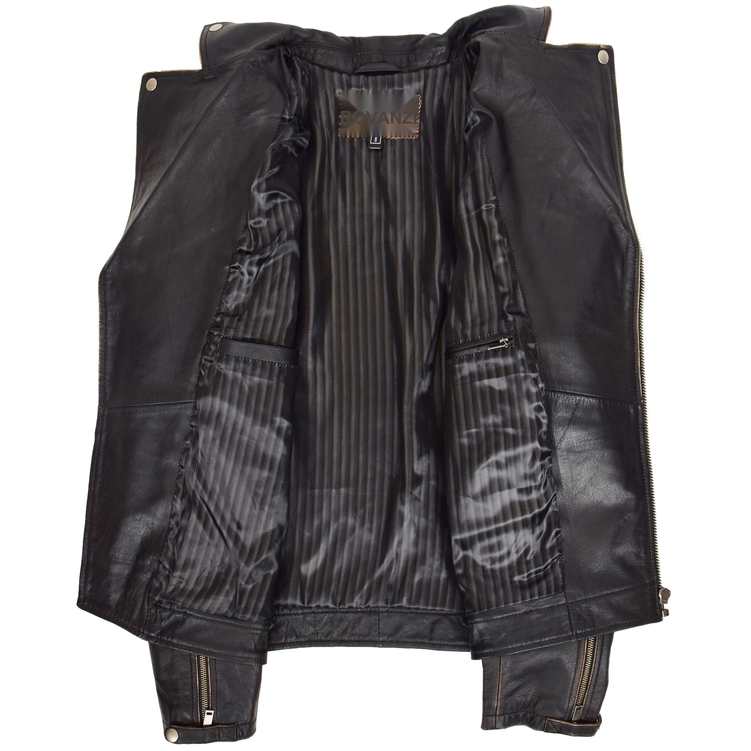 BUNERI Veste Biker en Cuir Design Brando pour Homme Noir Vintage – Image 6