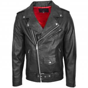 BUNERI Veste Biker en Cuir Style Brando pour Homme Noir