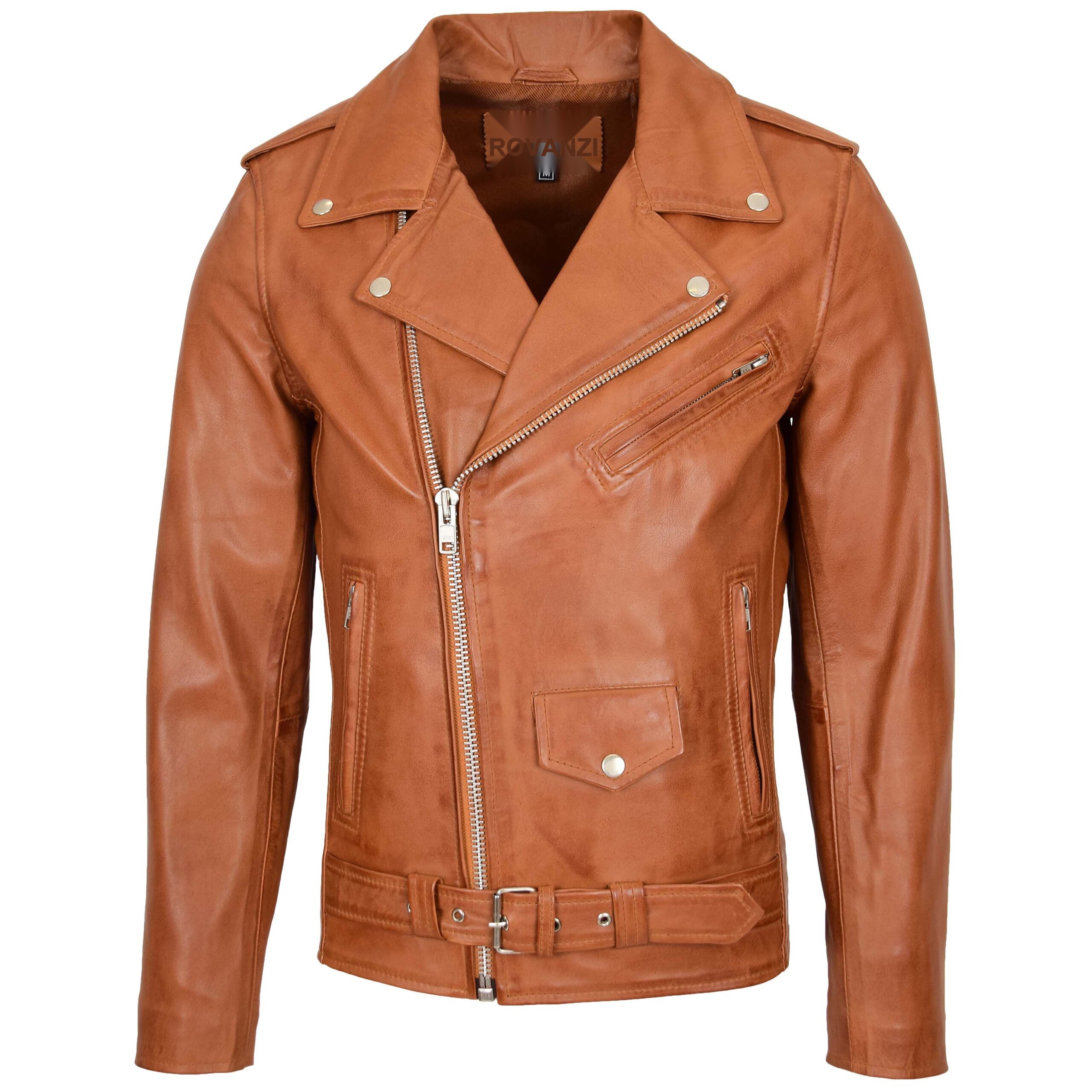 BUNERI Biker Cuir Johnny Tan Style Brando