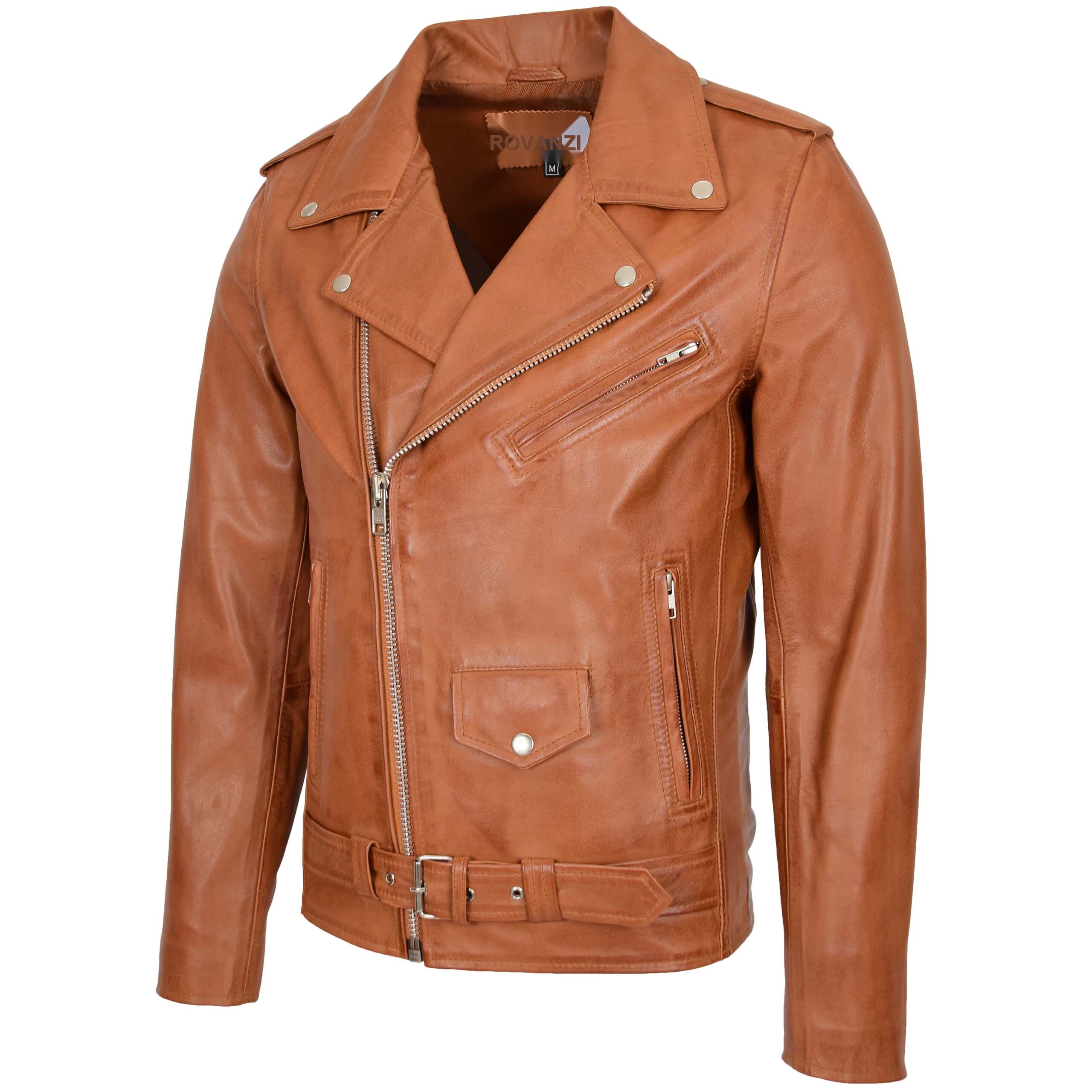 BUNERI Biker Cuir Johnny Tan Style Brando – Image 4