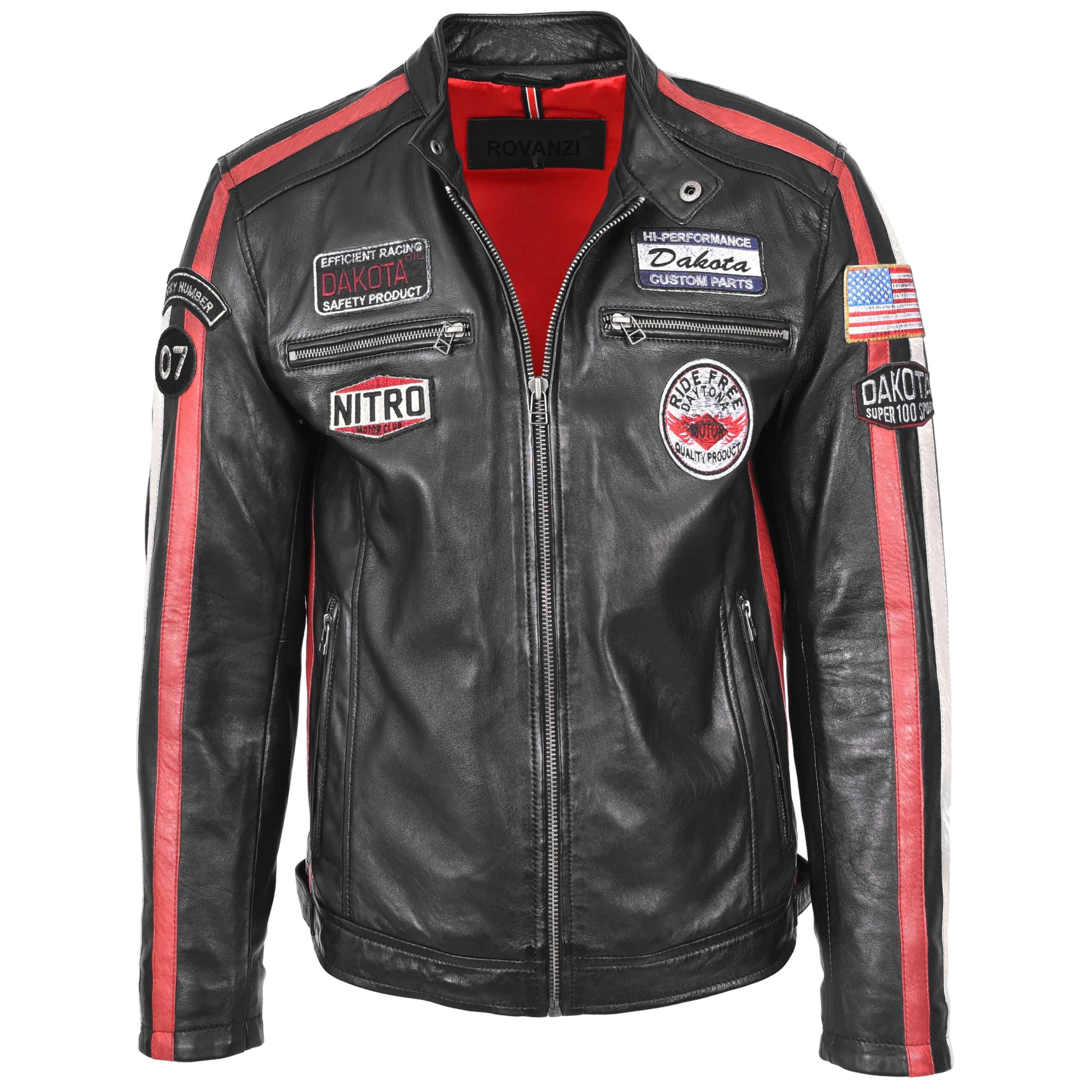 BUNERI Biker Cuir Bobby Noir Logos Motorsport