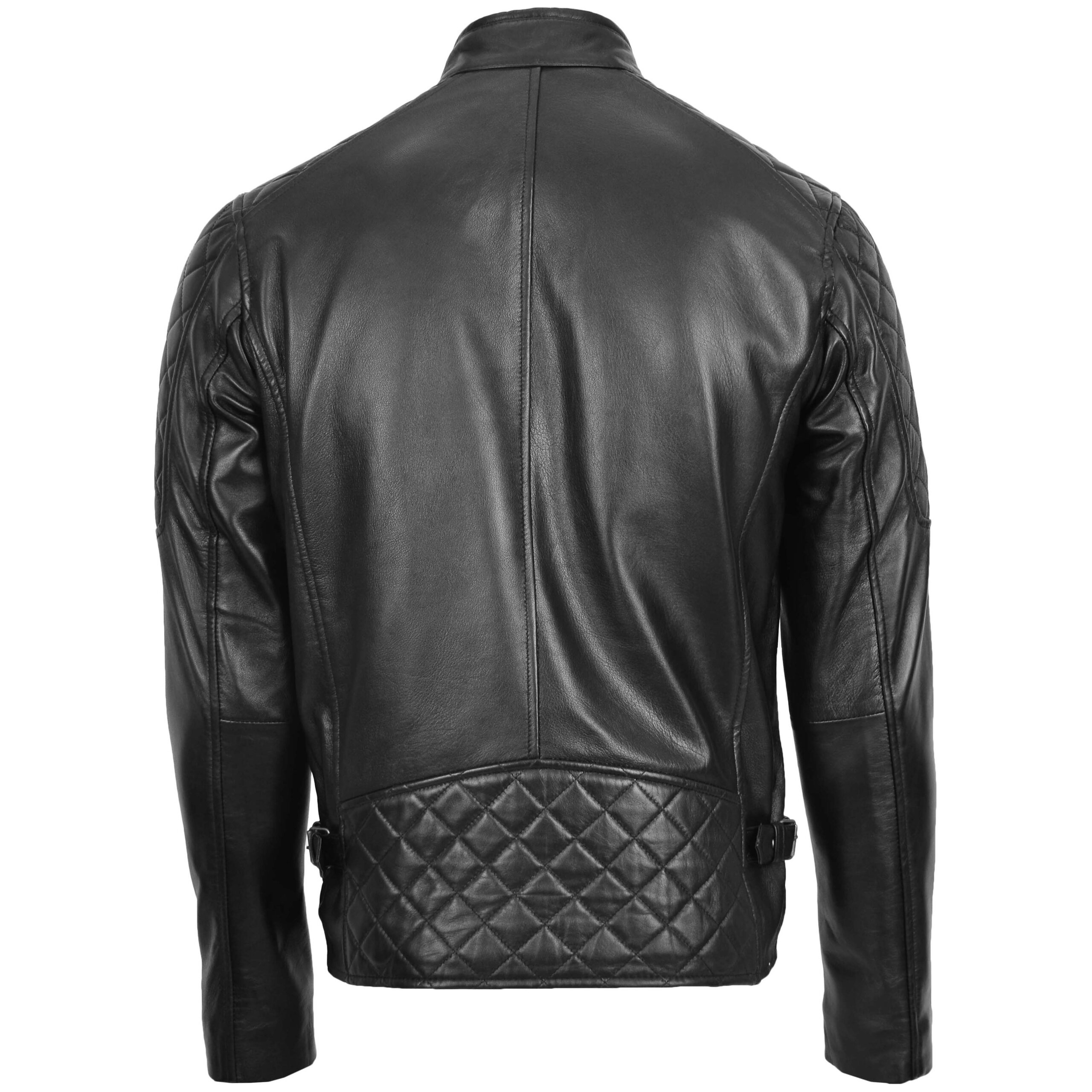 BUNERI Veste Homme Cuir Style Biker avec Detail Matelasse Noir – Image 2
