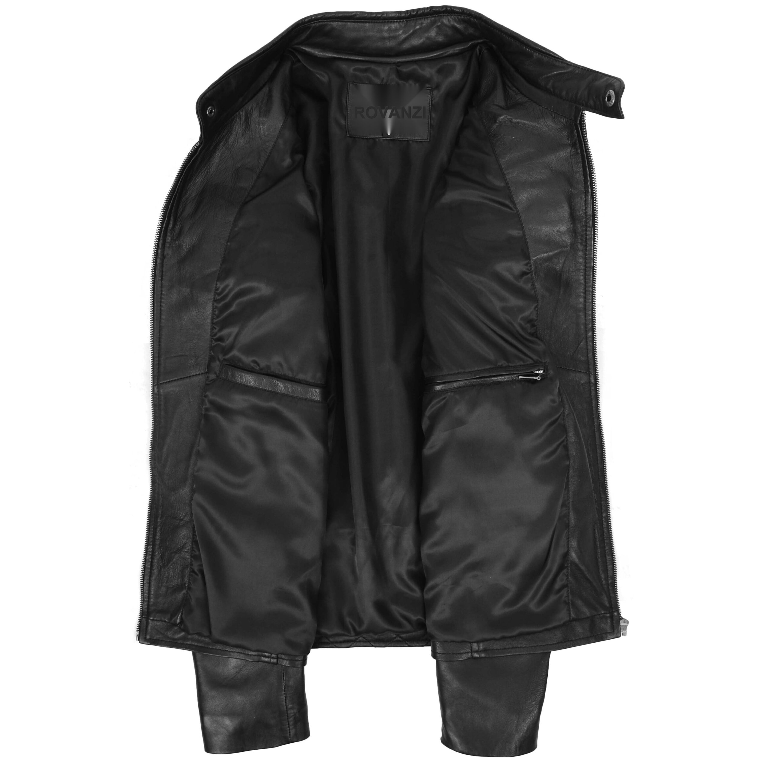BUNERI Veste Homme Cuir Style Biker avec Detail Matelasse Noir – Image 5