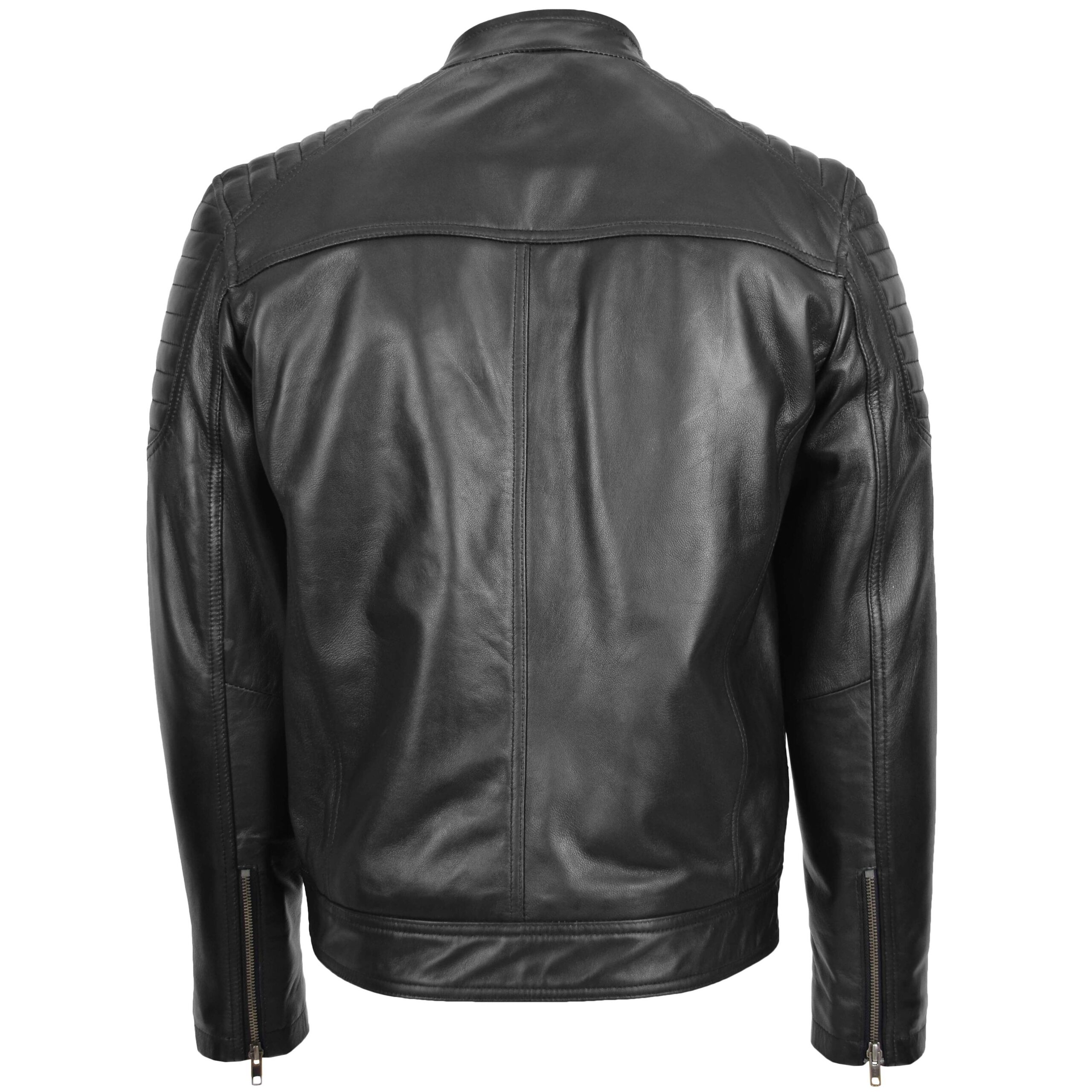 BUNERI Veste Biker en Cuir Style Zip pour Homme Noir – Image 2
