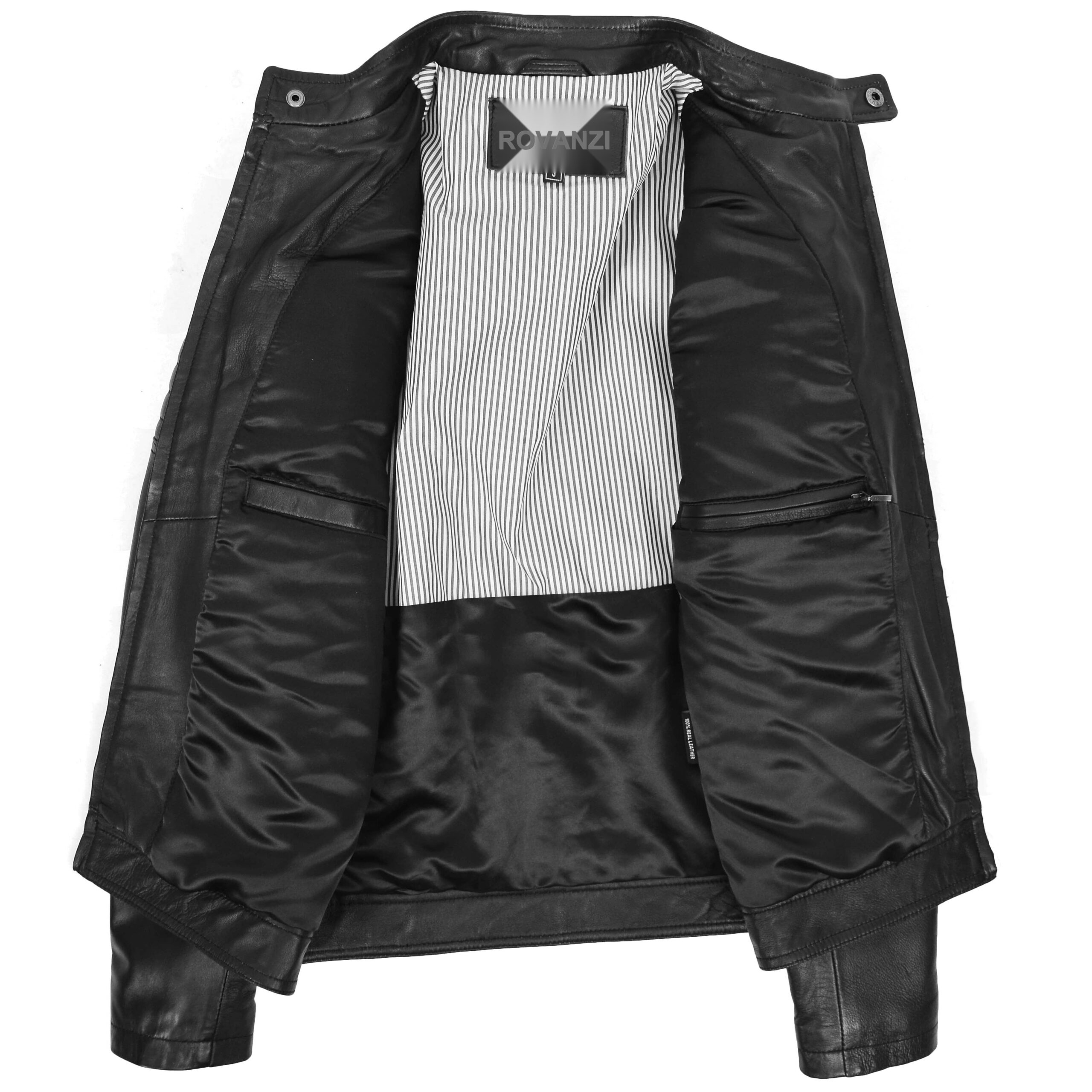 BUNERI Veste Biker en Cuir Style Zip pour Homme Noir – Image 6