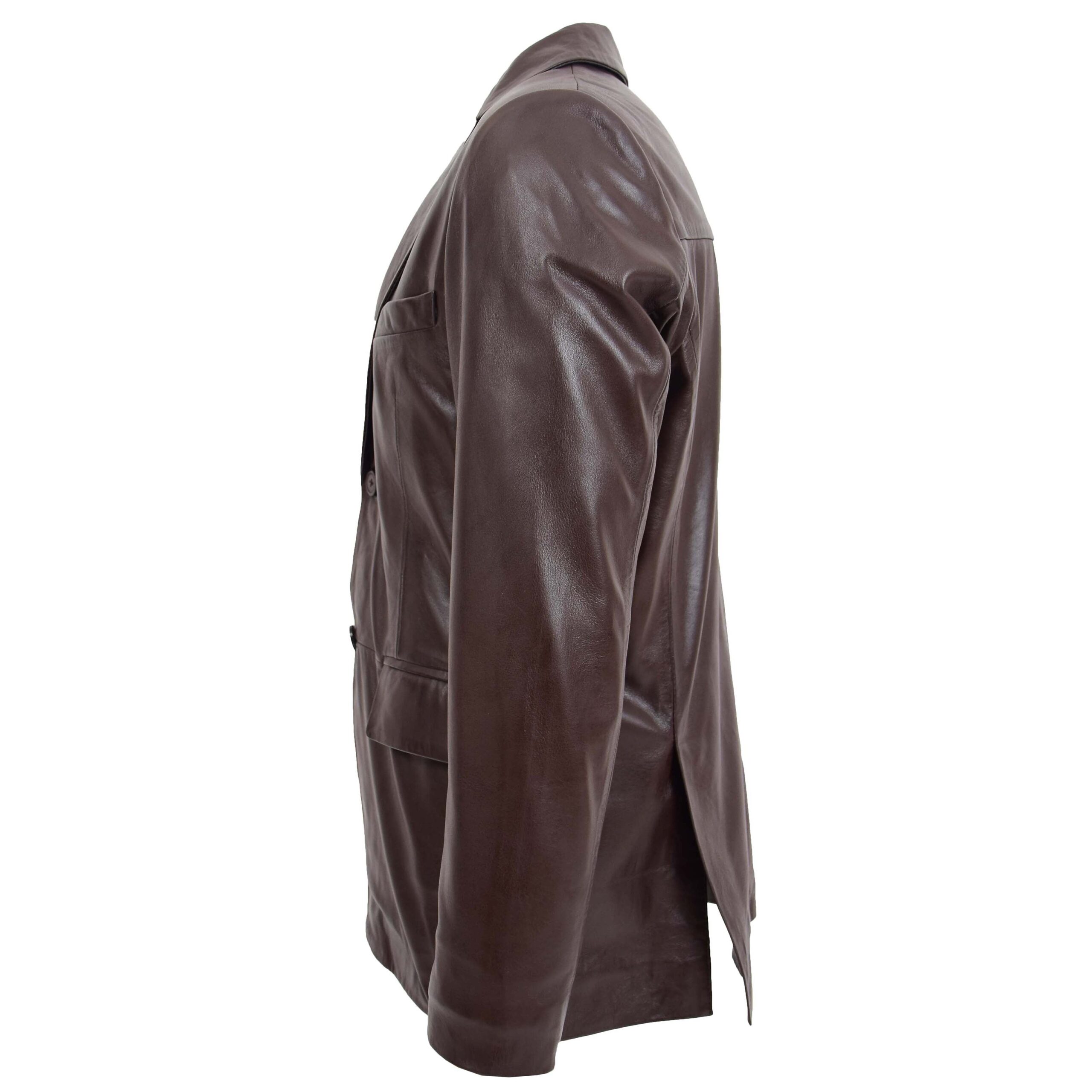 BUNERI Blazer en Cuir Marron pour Homme à Deux Boutons – Image 5
