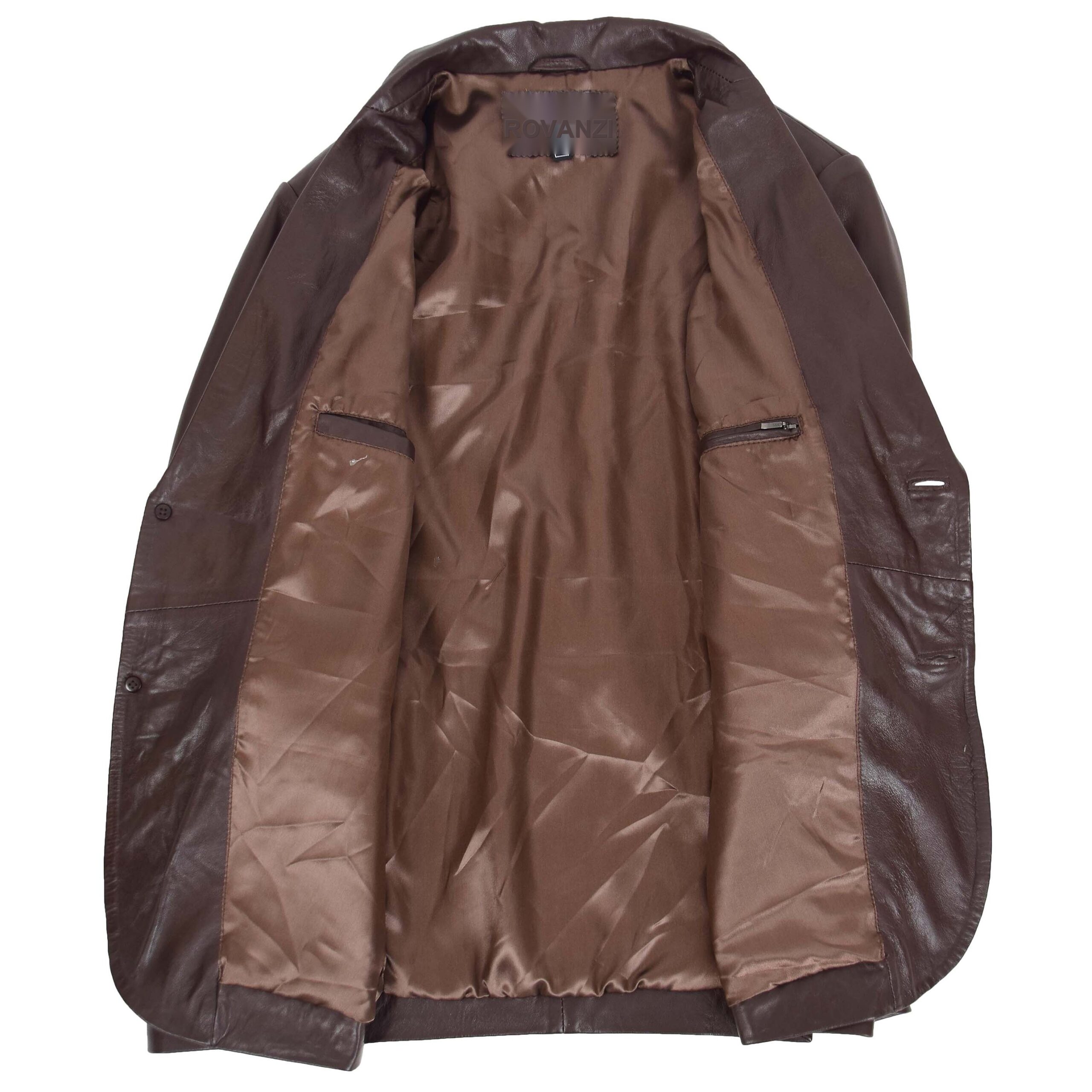 BUNERI Blazer en Cuir Marron pour Homme à Deux Boutons – Image 6