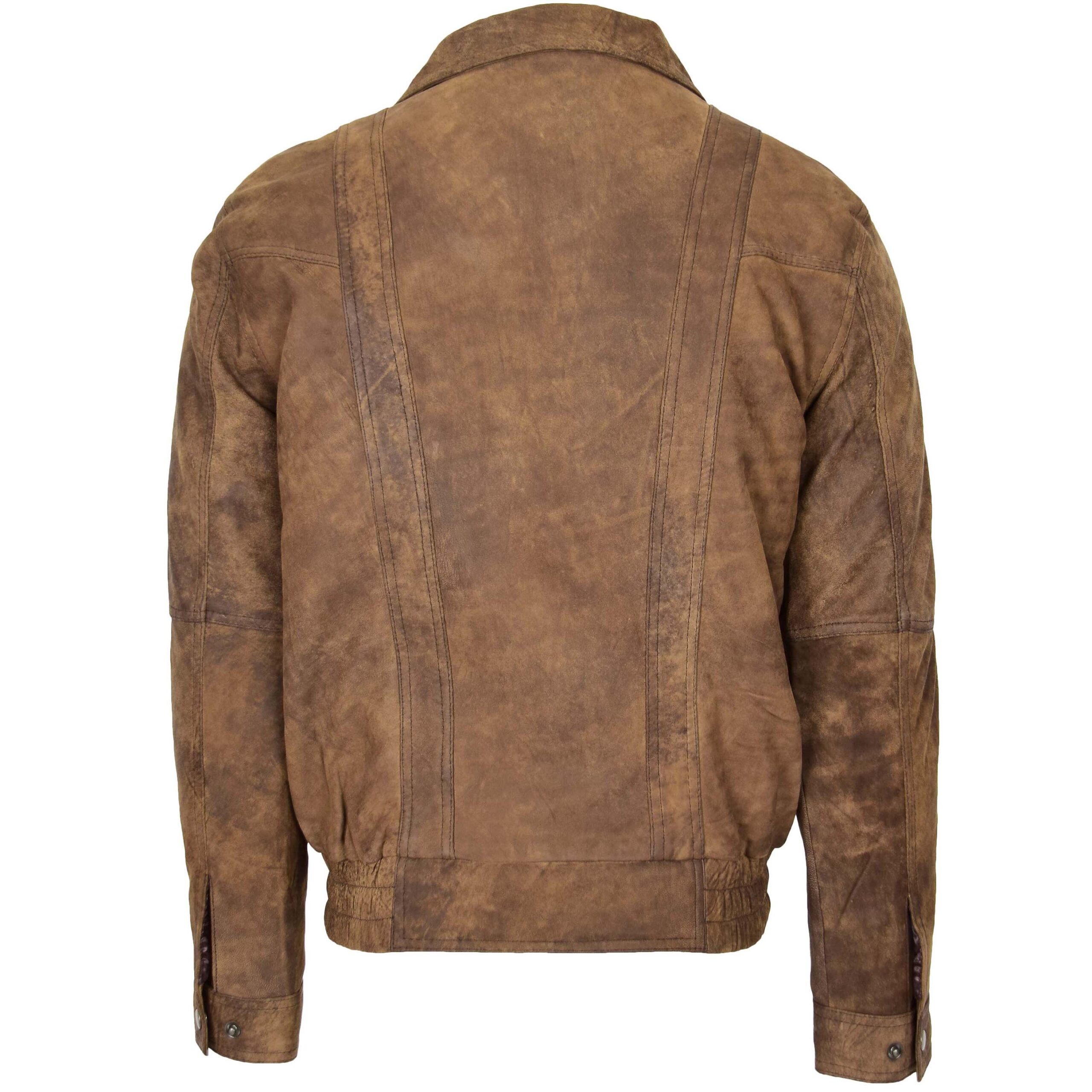 BUNERI Veste Homme Cuir Bomber Blouson Marron – Image 2