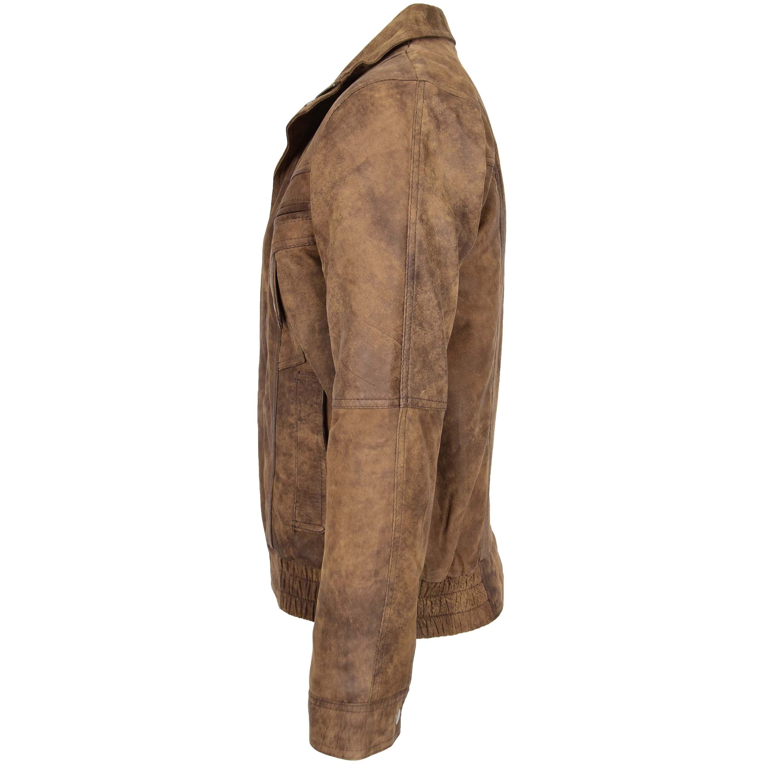 BUNERI Veste Homme Cuir Bomber Blouson Marron – Image 6
