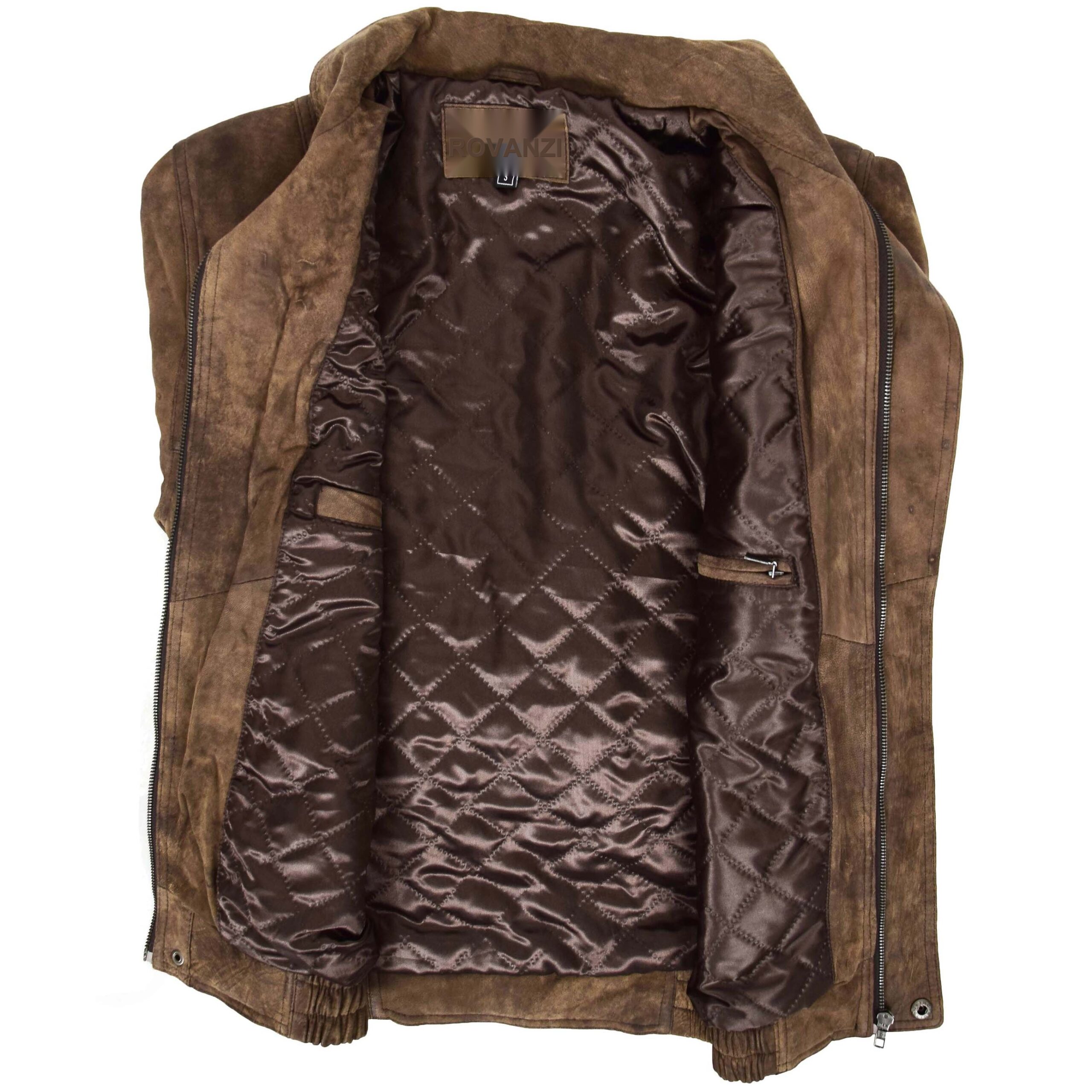 BUNERI Veste Homme Cuir Bomber Blouson Marron – Image 7