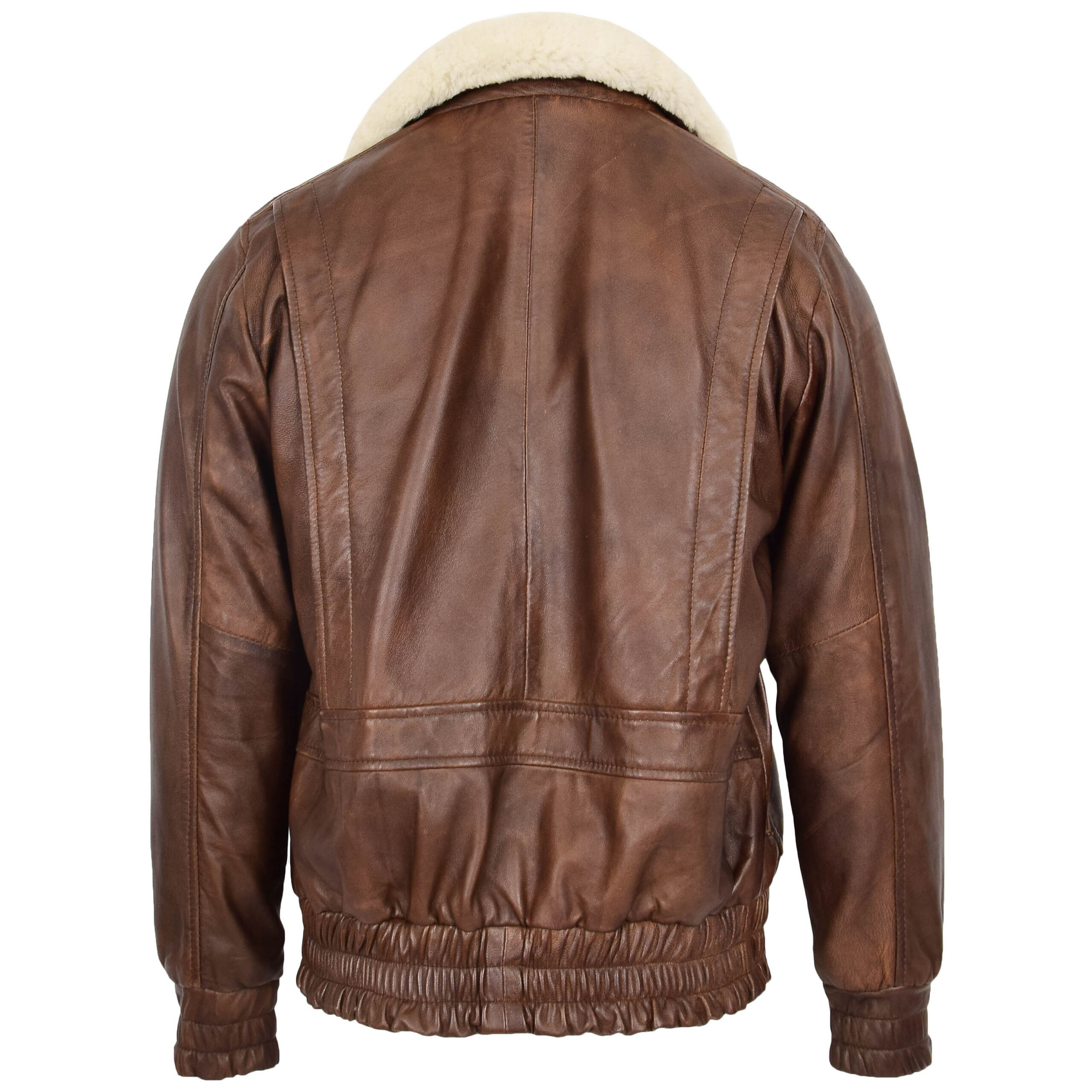 BUNERI Veste Homme Cuir Bomber Style G-1 Aviateur Marron – Image 2