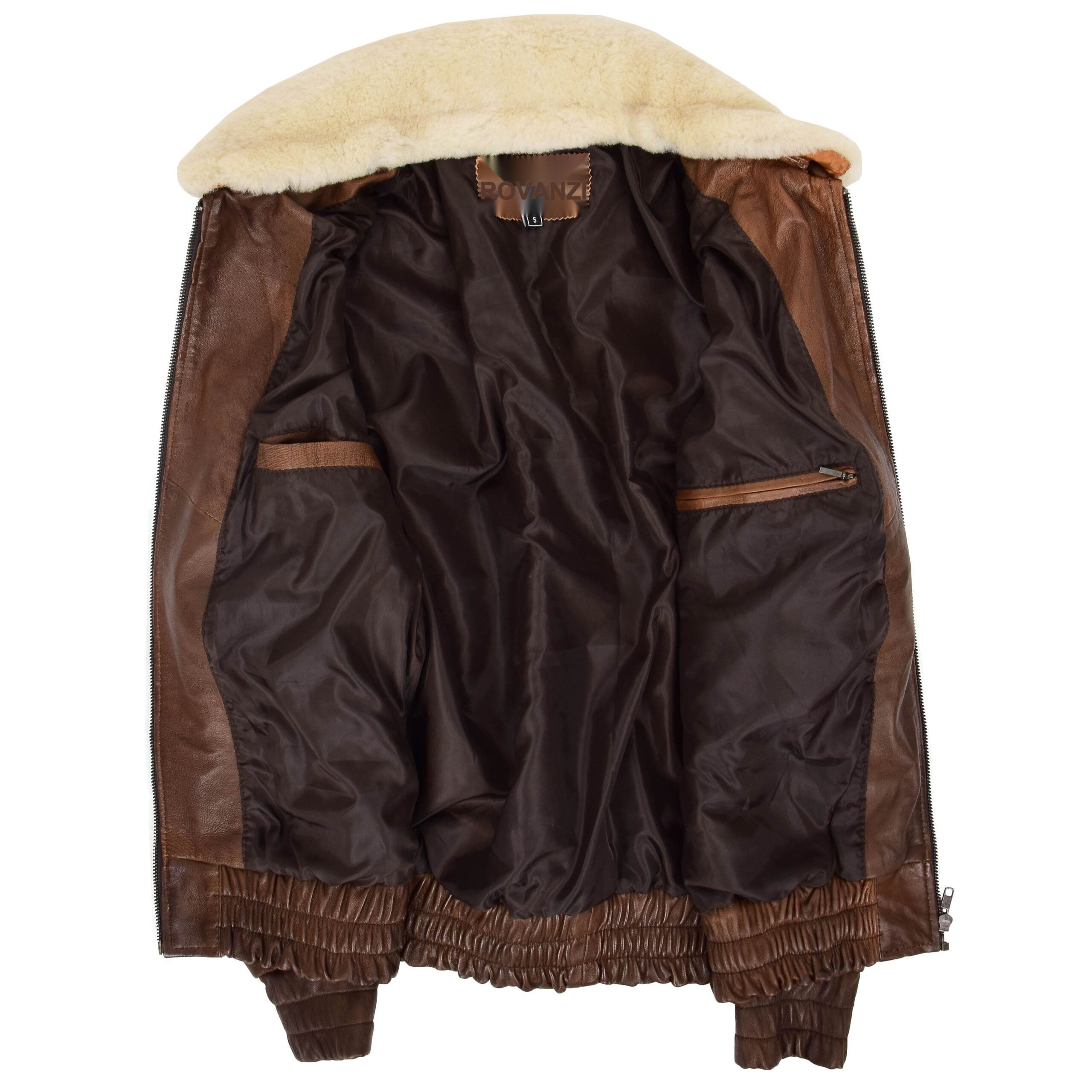 BUNERI Veste Homme Cuir Bomber Style G-1 Aviateur Marron – Image 6