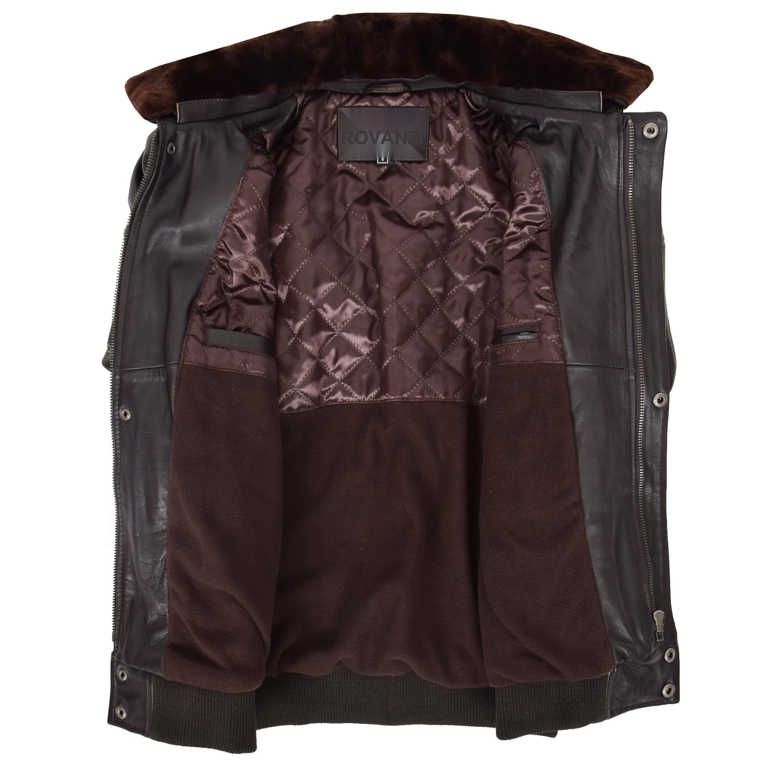BUNERI Blouson Bomber en Cuir G-1 Style Aviateur pour Homme Brun – Image 6